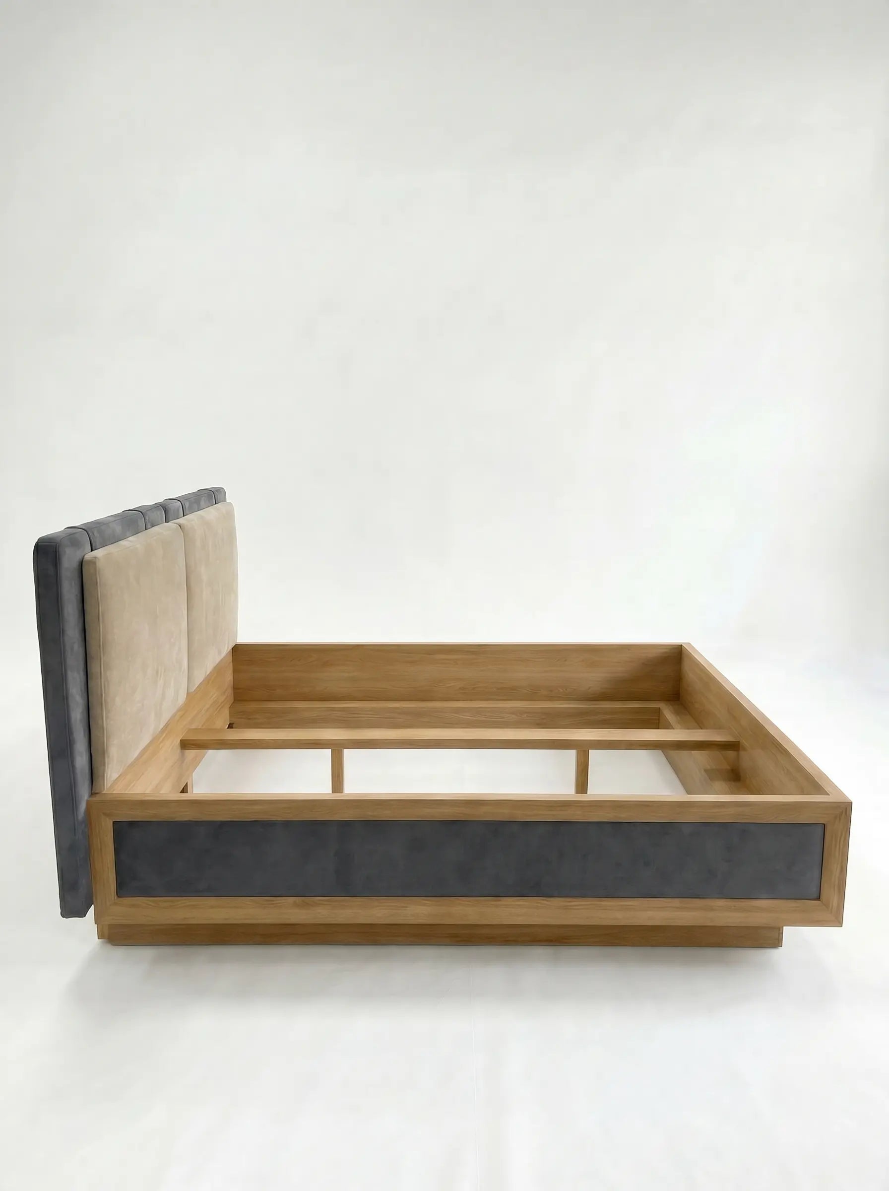 Veneto Italia  Discover Kodama Bed – Natural Oak Bed with Soft Upholstered Details