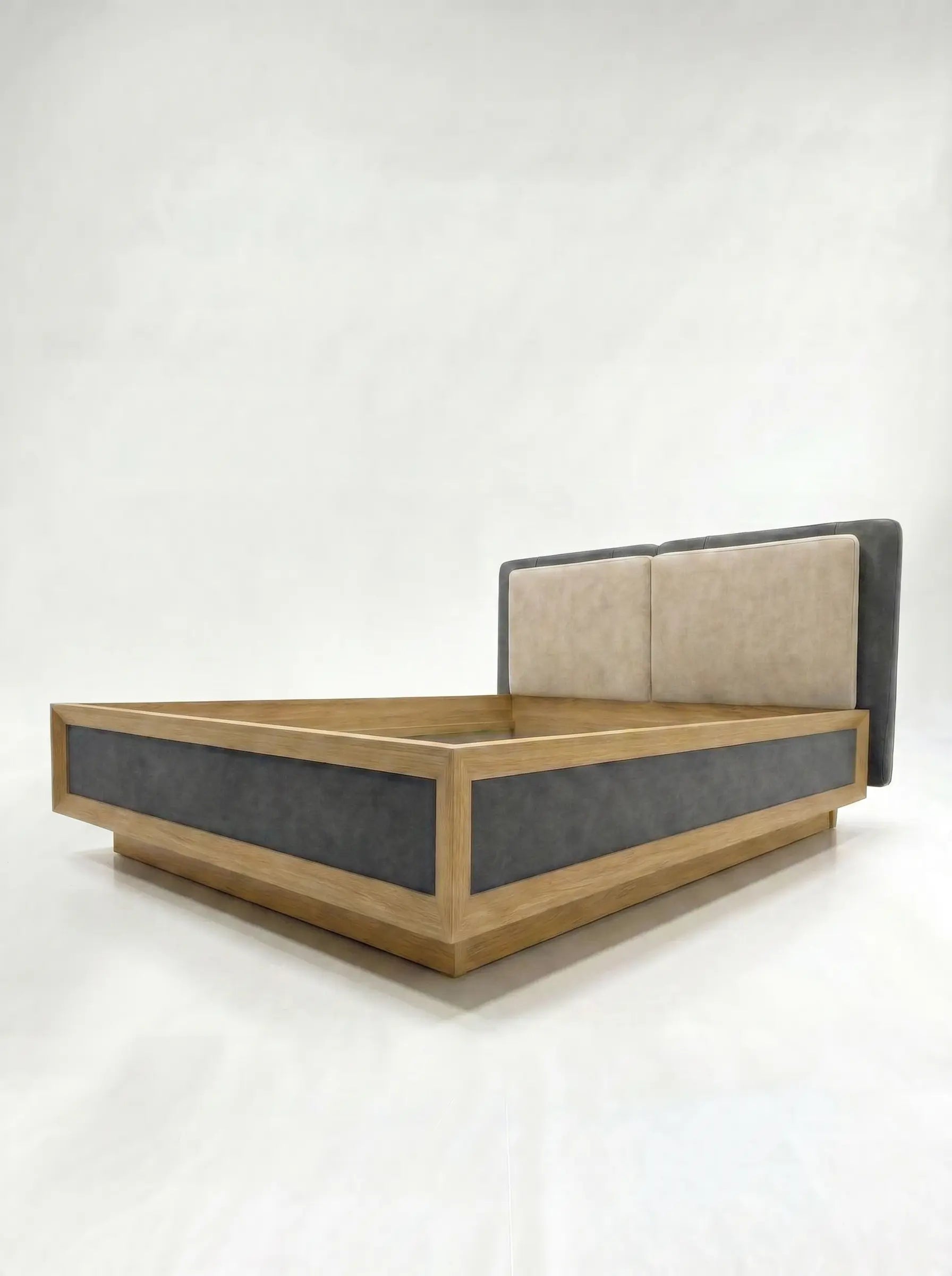 Veneto Italia  Discover Kodama Bed – Natural Oak Bed with Soft Upholstered Details
