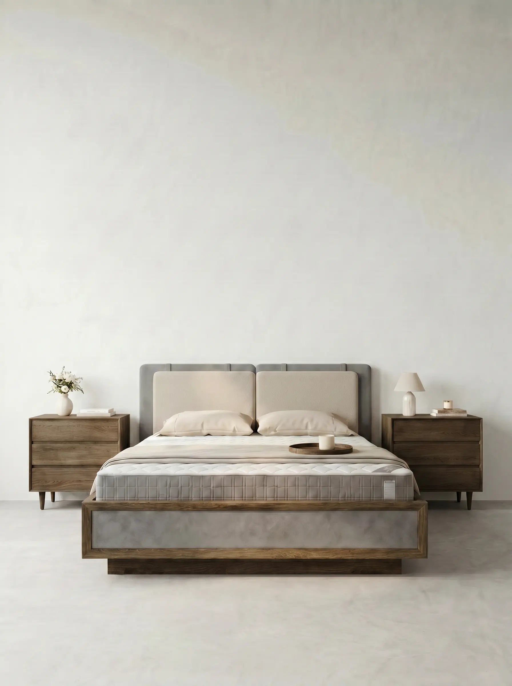 Veneto Italia  Discover Kodama Bed – Natural Oak Bed with Soft Upholstered Details