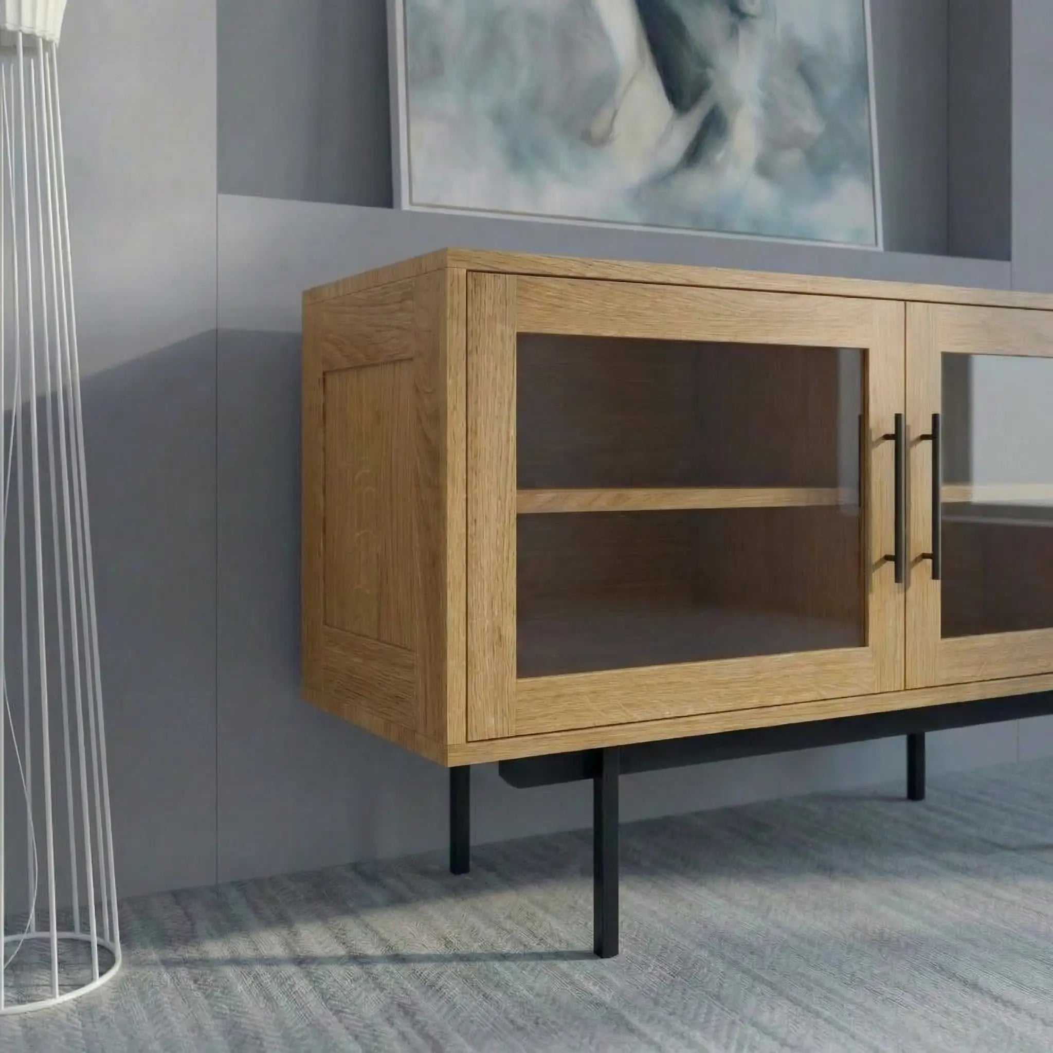 Veneto Italia Sideboards Biwa Short Sideboard with Glass Doors