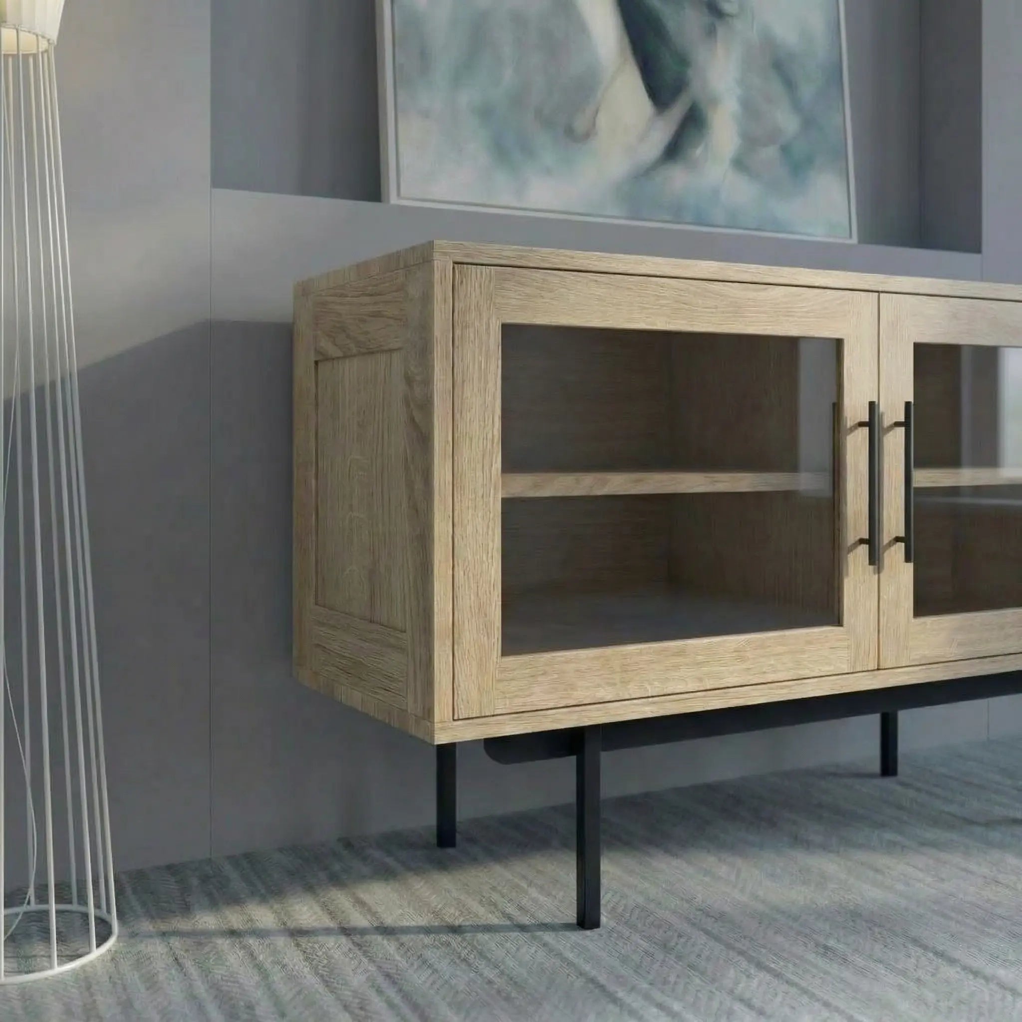 Veneto Italia Sideboards Biwa Short Sideboard with Glass Doors