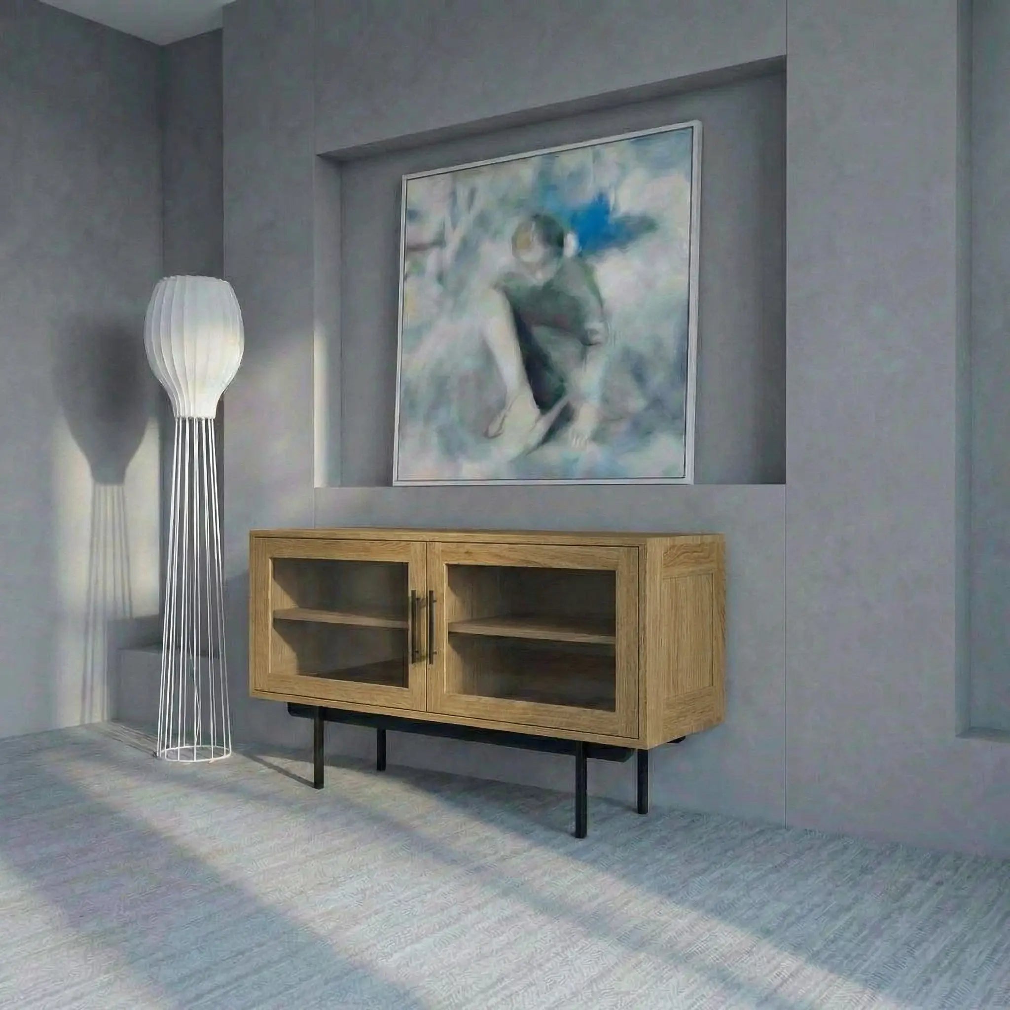 Veneto Italia Sideboards Biwa Short Sideboard with Glass Doors