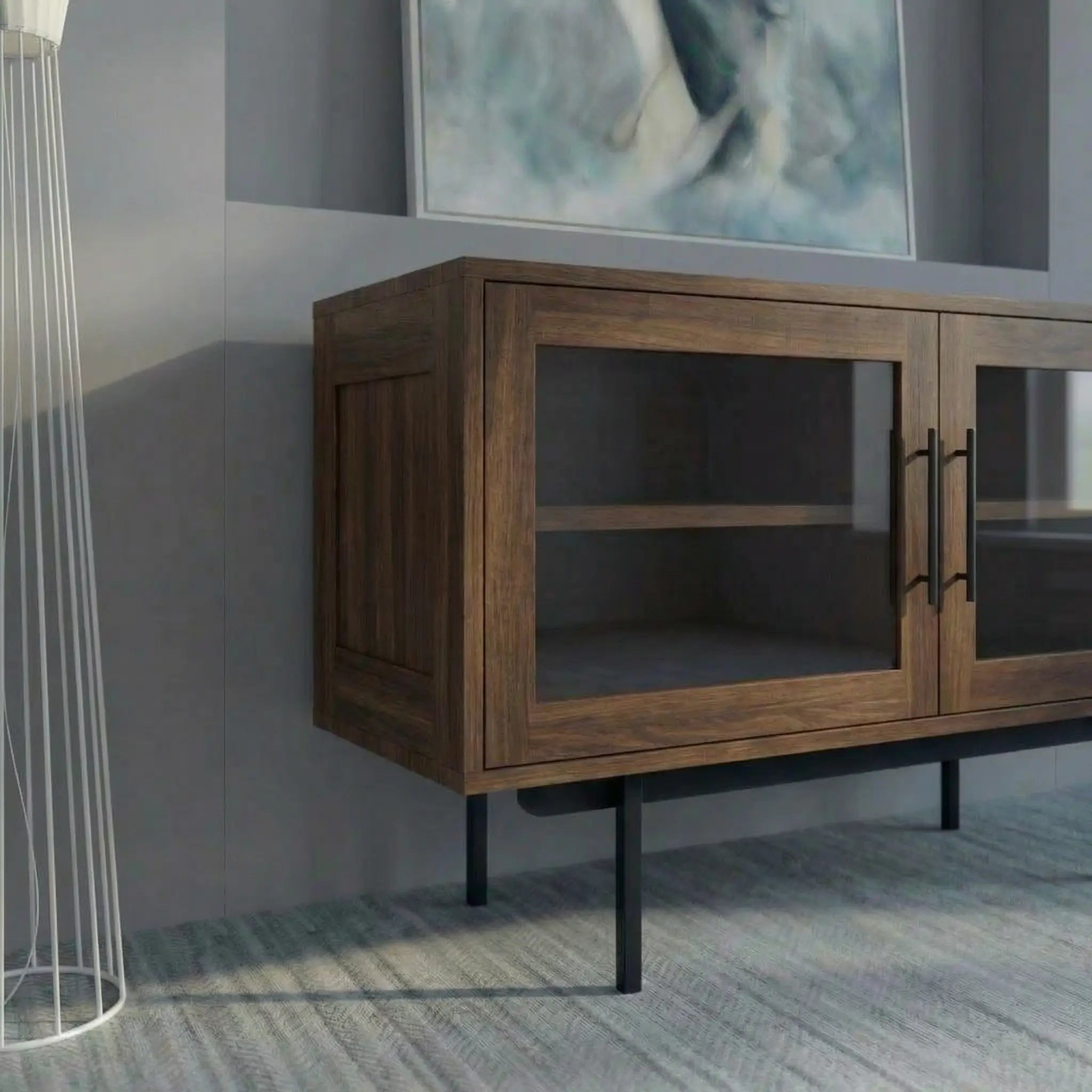 Veneto Italia Sideboards Biwa Short Sideboard with Glass Doors