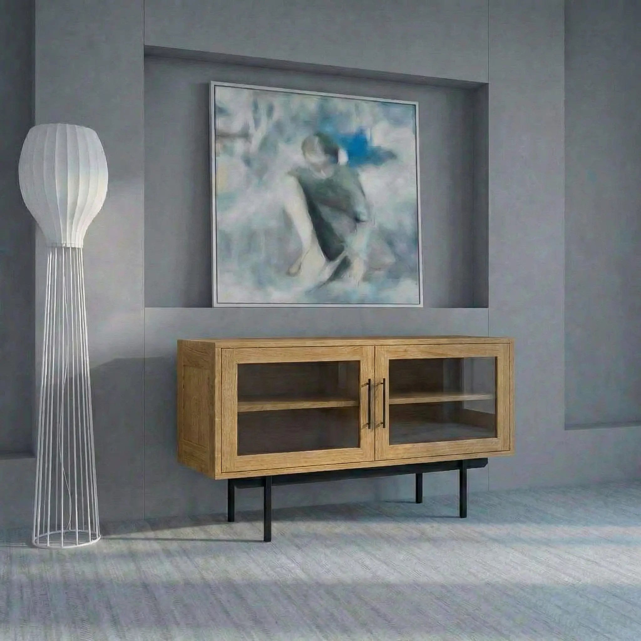 Veneto Italia Sideboards Biwa Short Sideboard with Glass Doors
