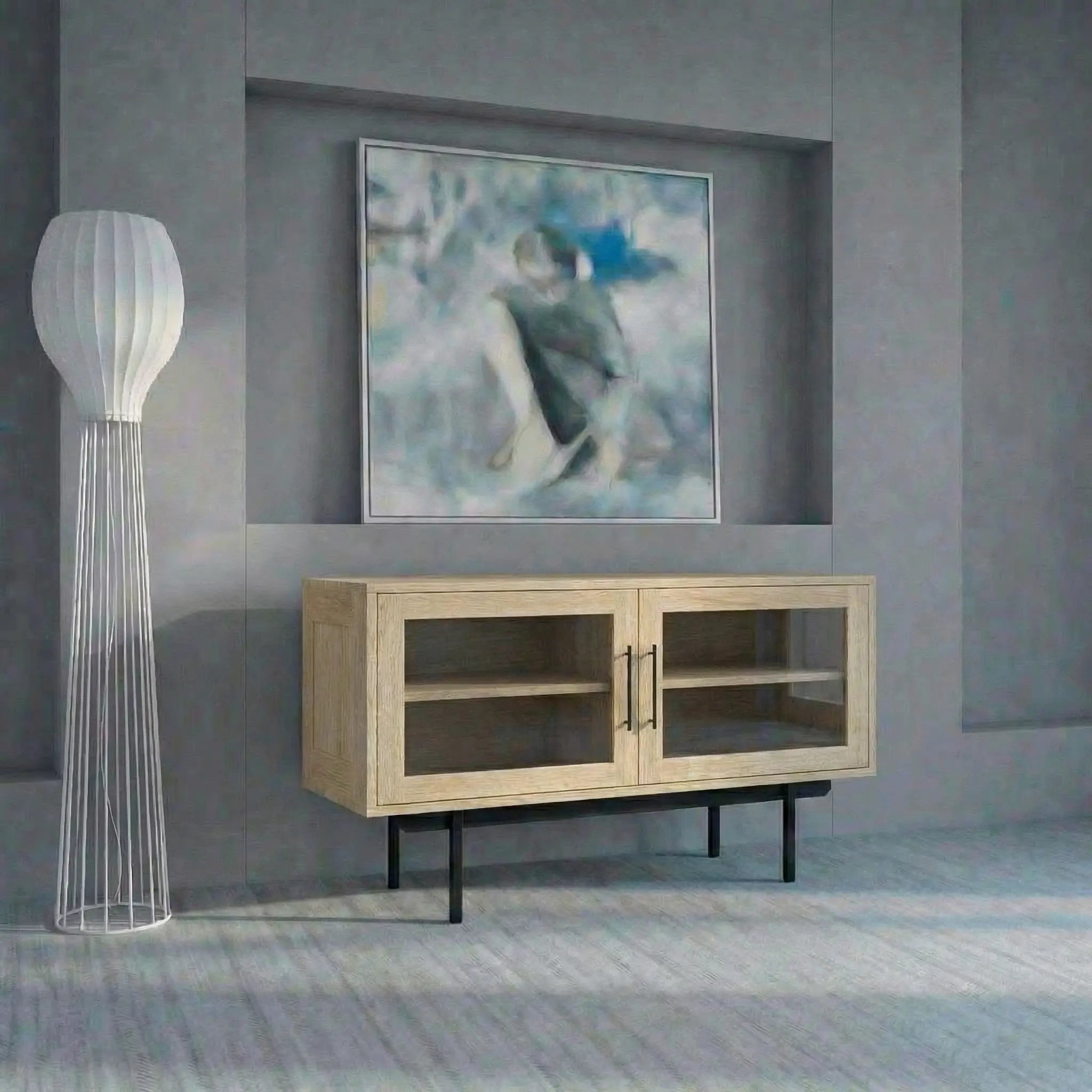 Veneto Italia Sideboards Biwa Short Sideboard with Glass Doors