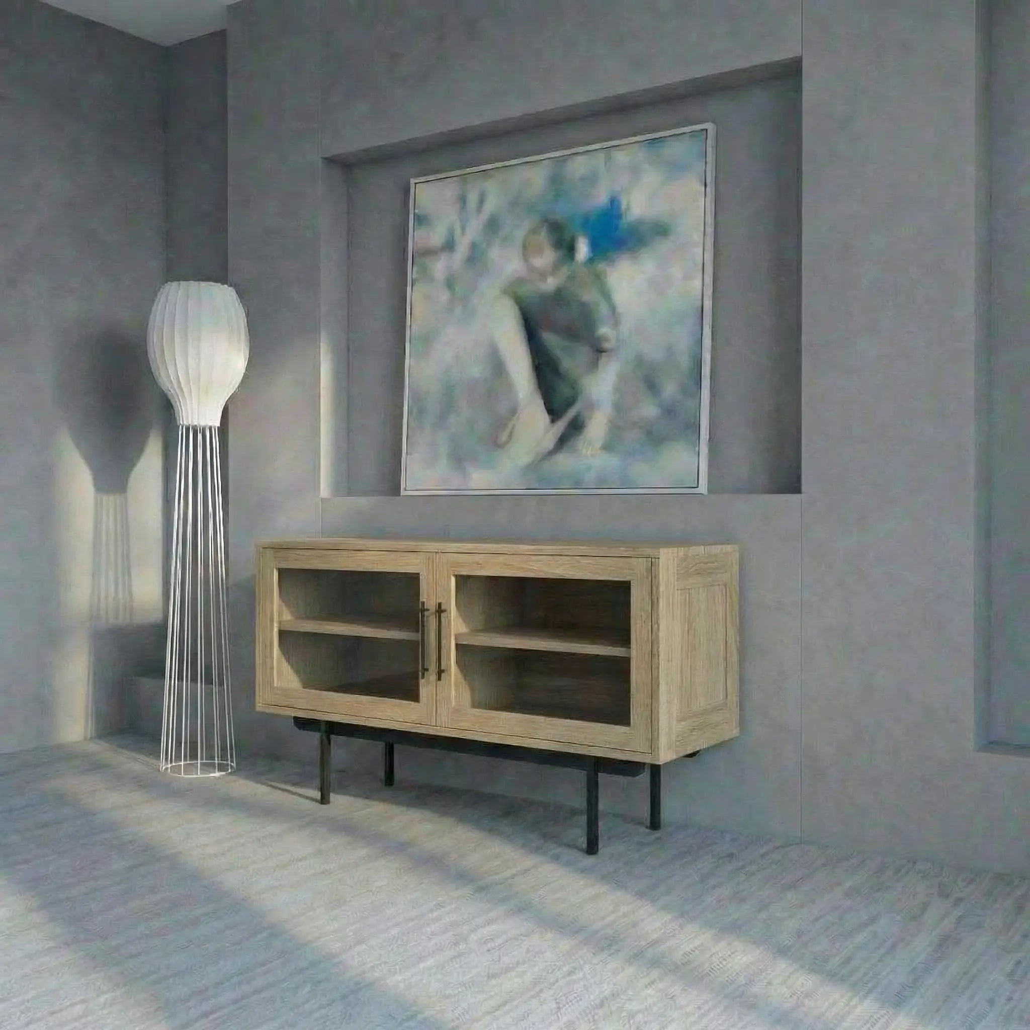 Veneto Italia Sideboards Biwa Short Sideboard with Glass Doors