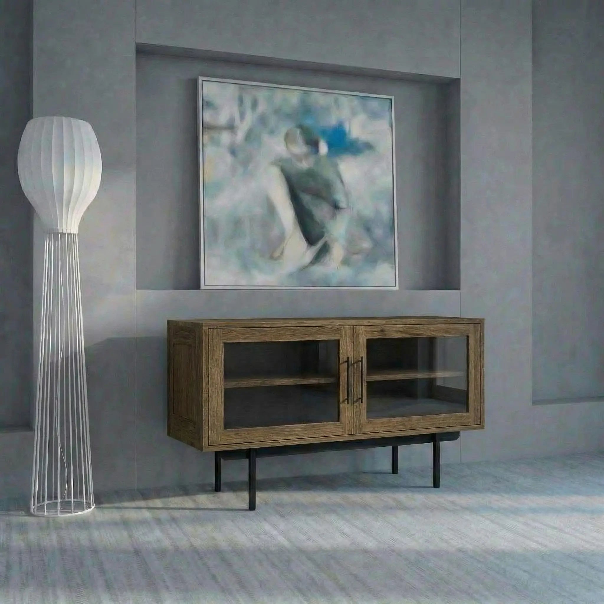 Veneto Italia Sideboards Biwa Short Sideboard with Glass Doors