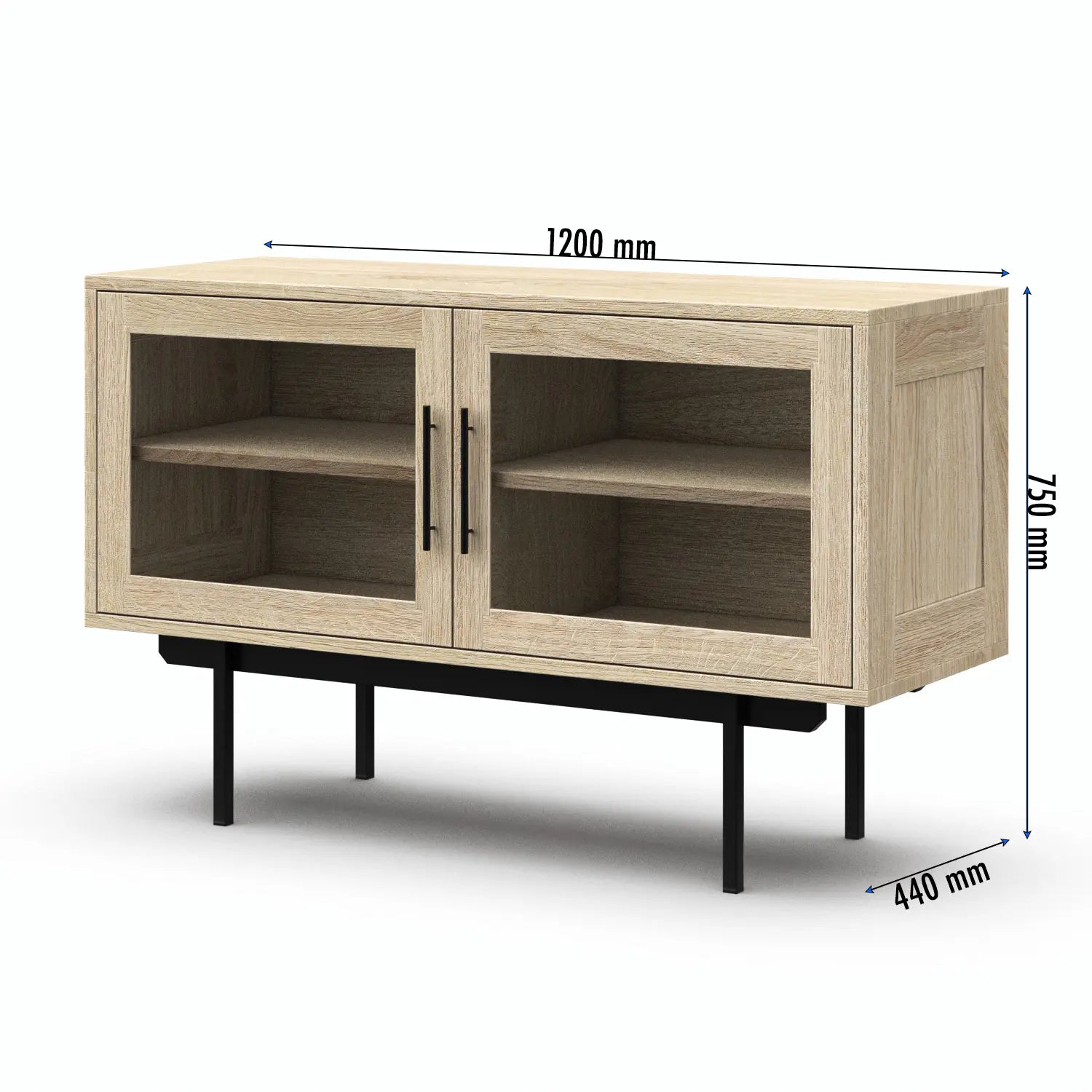 Veneto Italia Sideboards Biwa Short Sideboard with Glass Doors