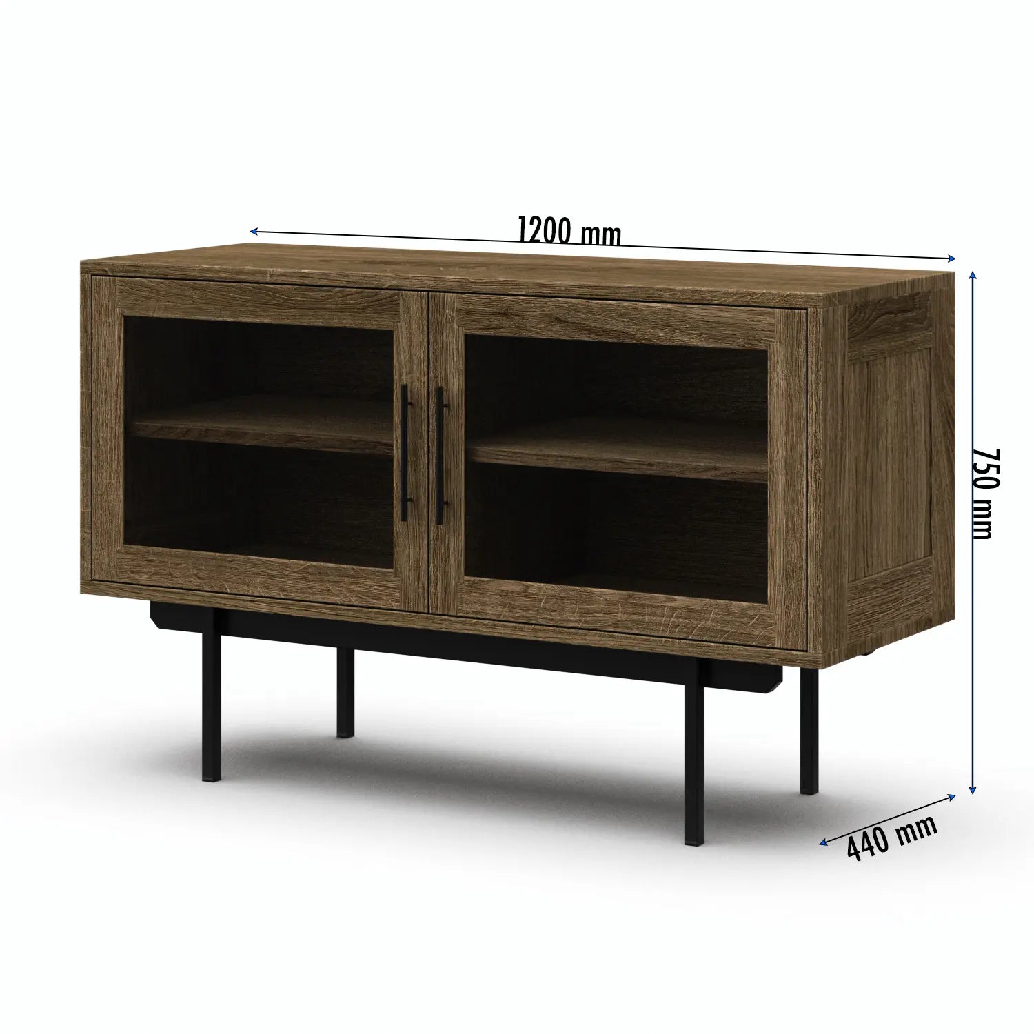 Veneto Italia Sideboards Biwa Short Sideboard with Glass Doors