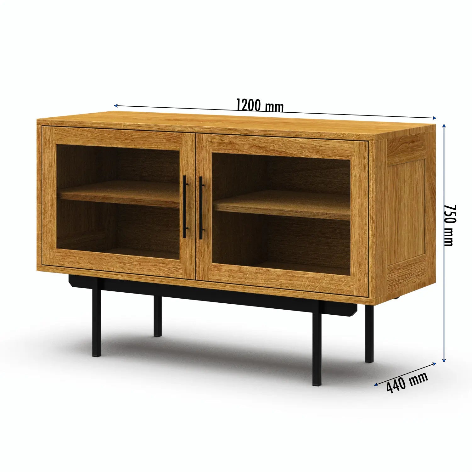 Veneto Italia Sideboards Biwa Short Sideboard with Glass Doors