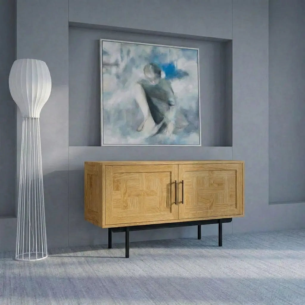 Veneto Italia Sideboards Biwa Short Sideboard with Patterned Doors