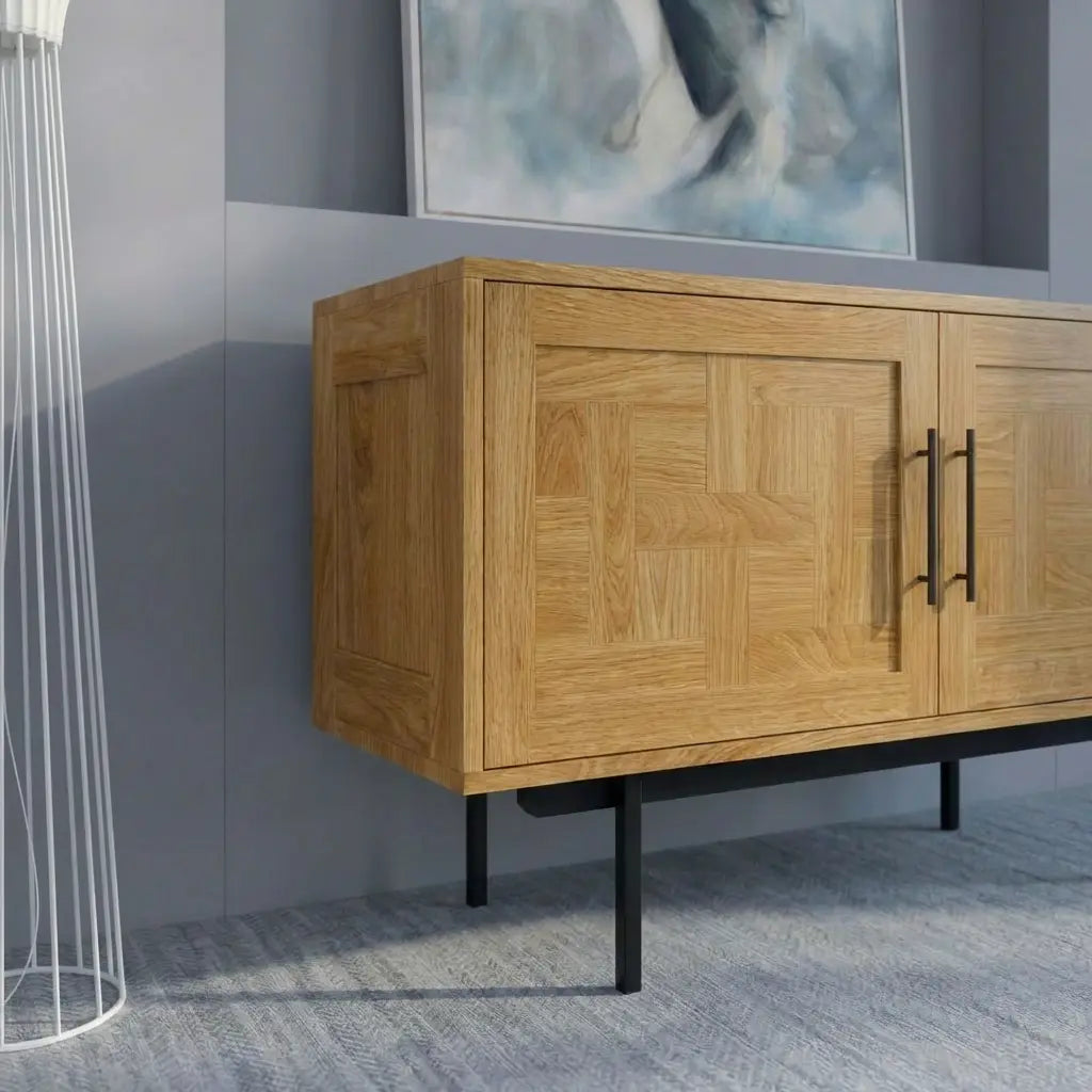 Veneto Italia Sideboards Biwa Short Sideboard with Patterned Doors
