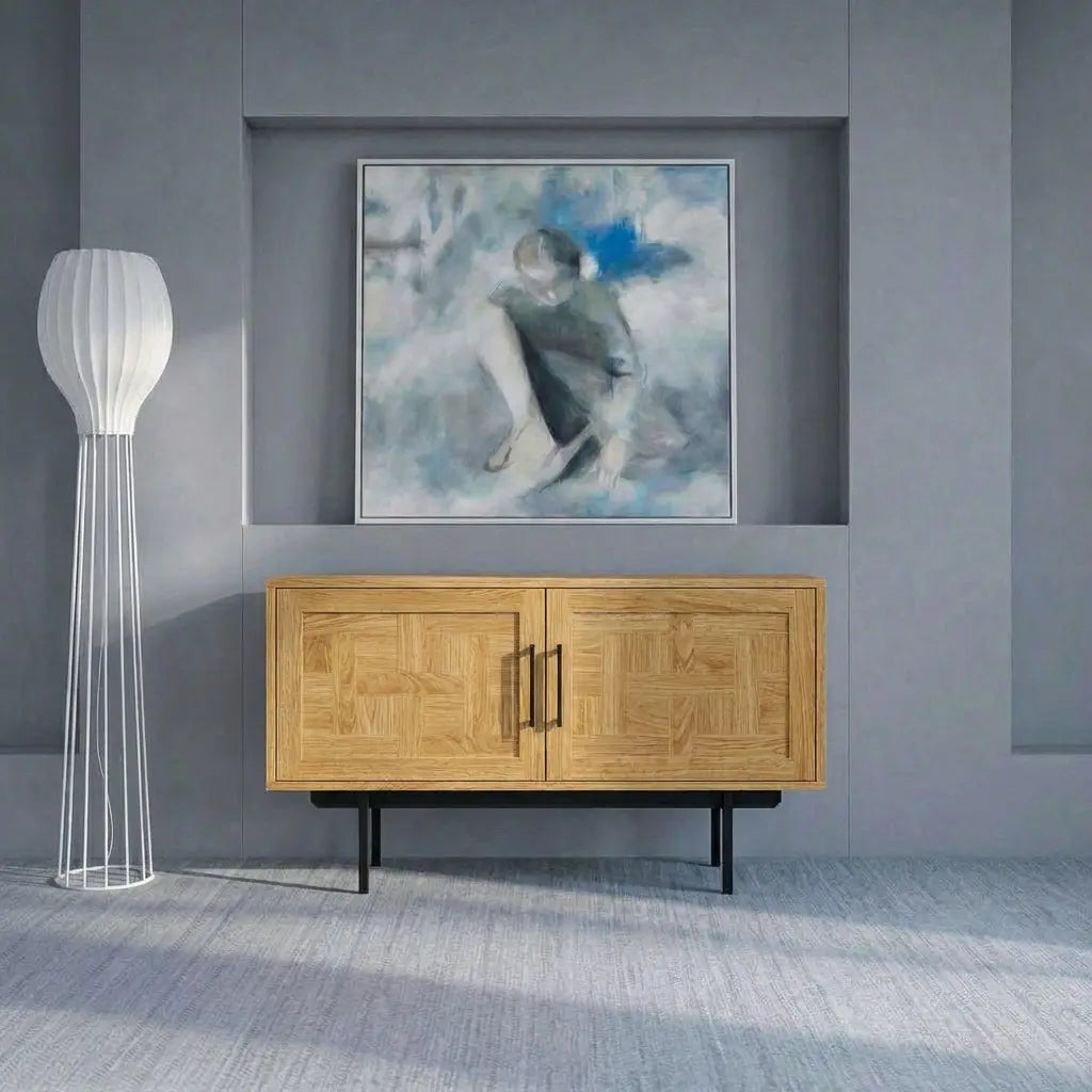 Veneto Italia Sideboards Biwa Short Sideboard with Patterned Doors
