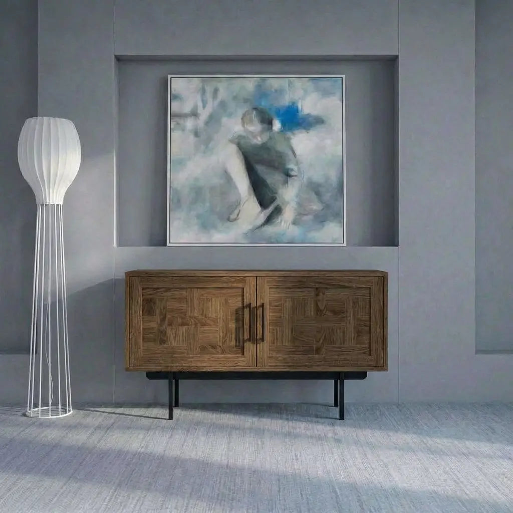 Veneto Italia Sideboards Biwa Short Sideboard with Patterned Doors