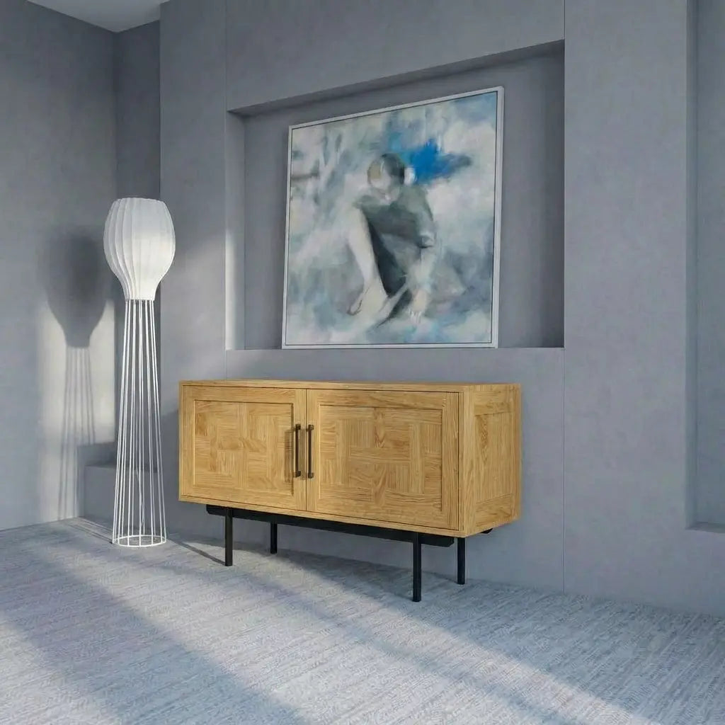 Veneto Italia Sideboards Biwa Short Sideboard with Patterned Doors