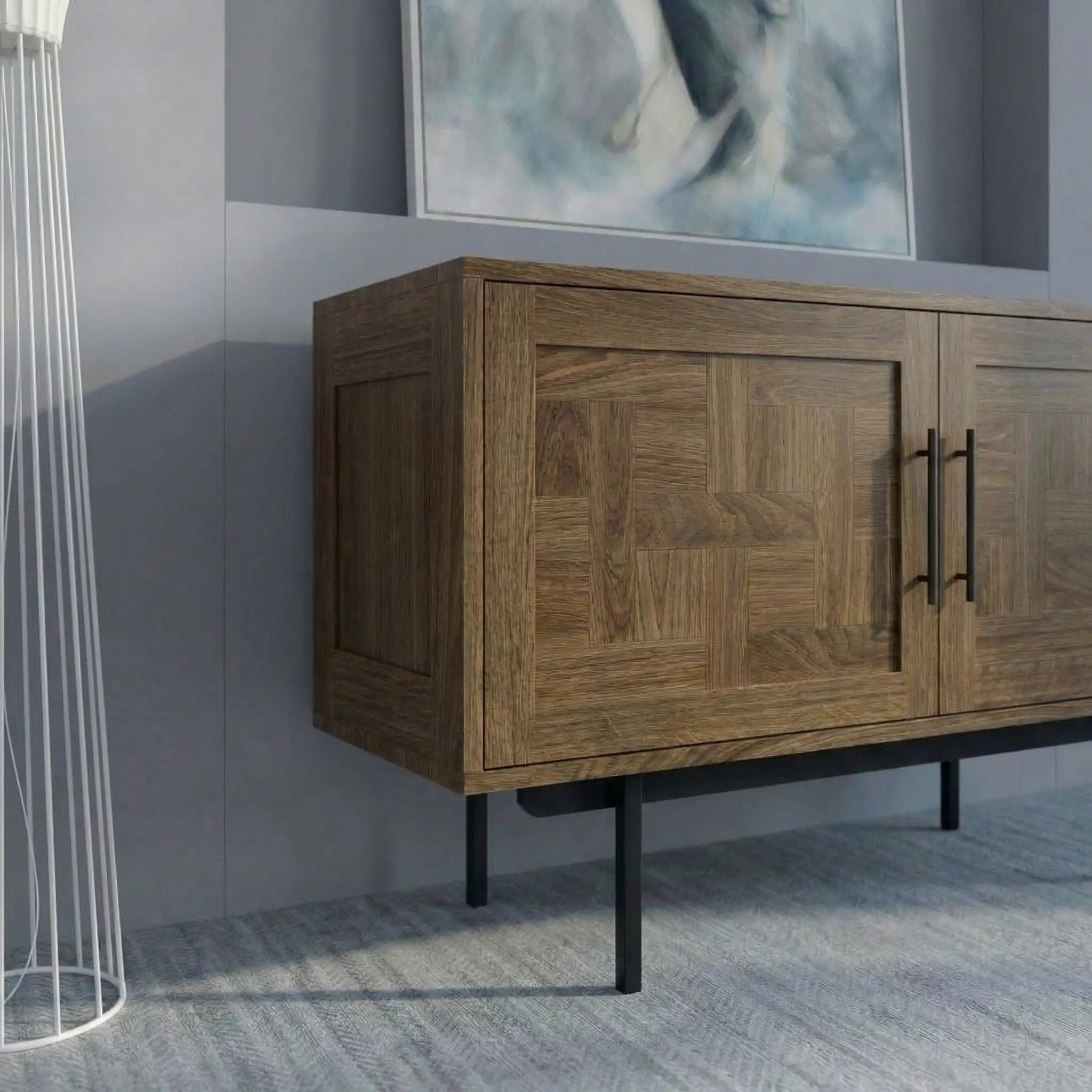 Veneto Italia Sideboards Biwa Short Sideboard with Patterned Doors