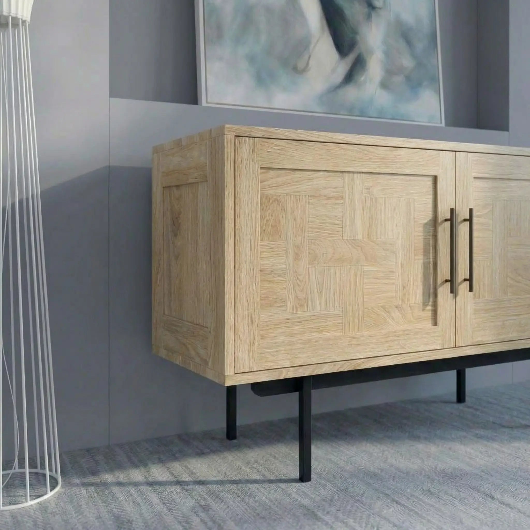 Veneto Italia Sideboards Biwa Short Sideboard with Patterned Doors