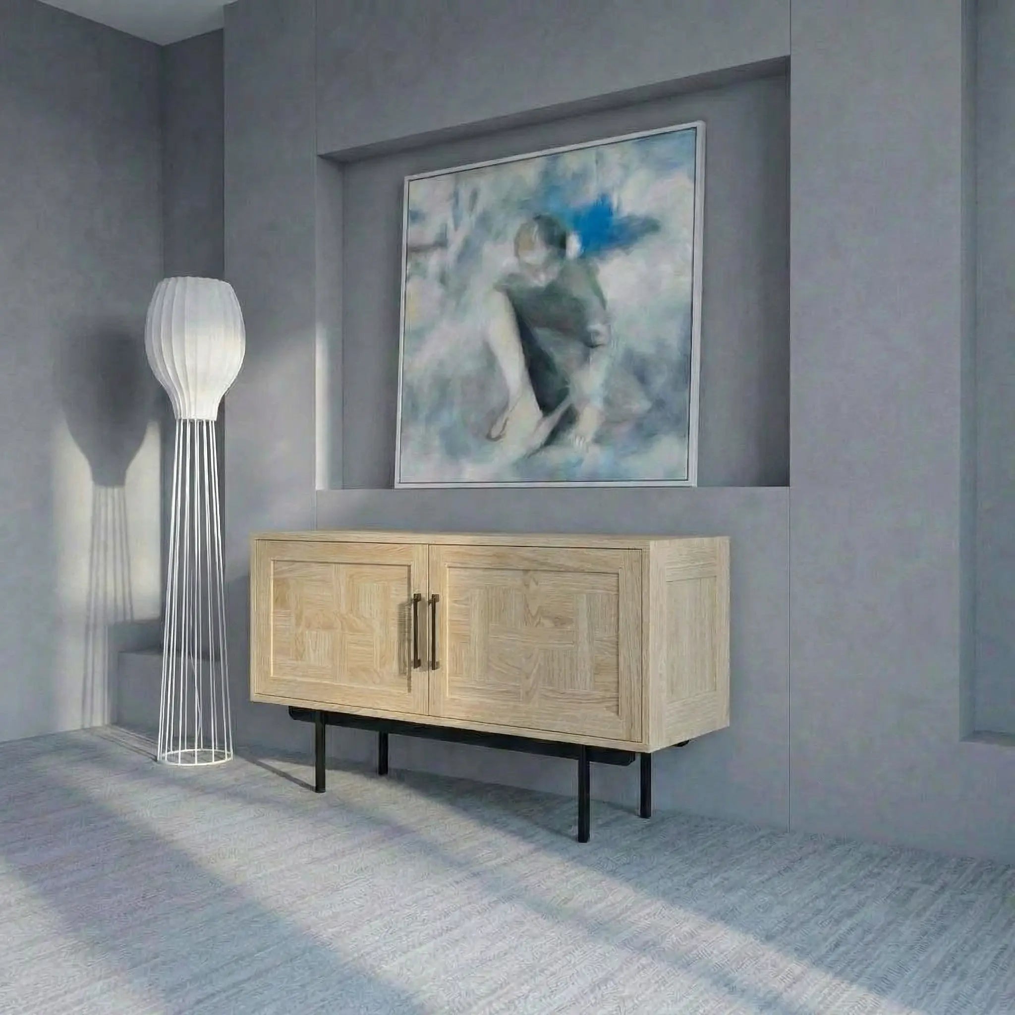 Veneto Italia Sideboards Biwa Short Sideboard with Patterned Doors