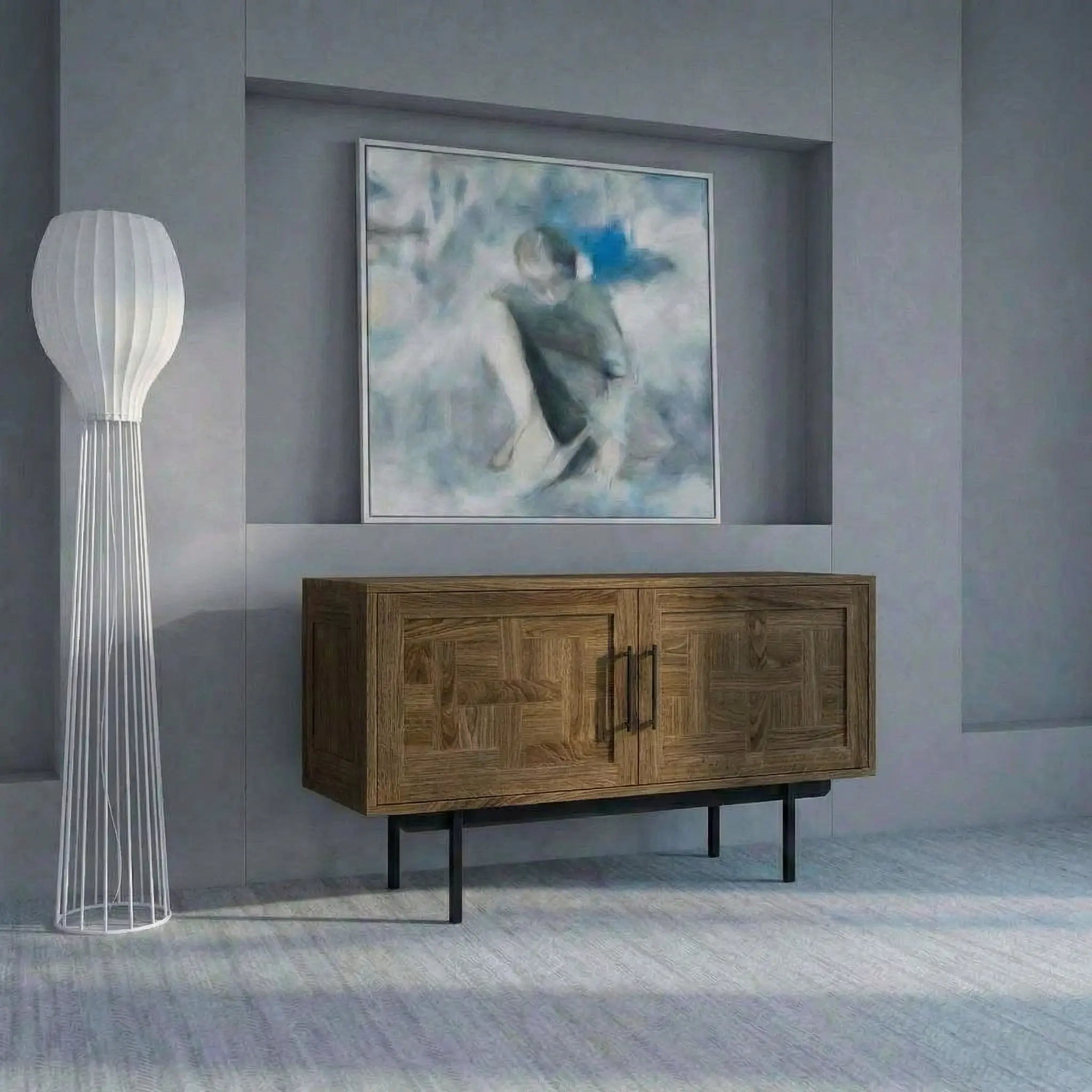 Veneto Italia Sideboards Biwa Short Sideboard with Patterned Doors