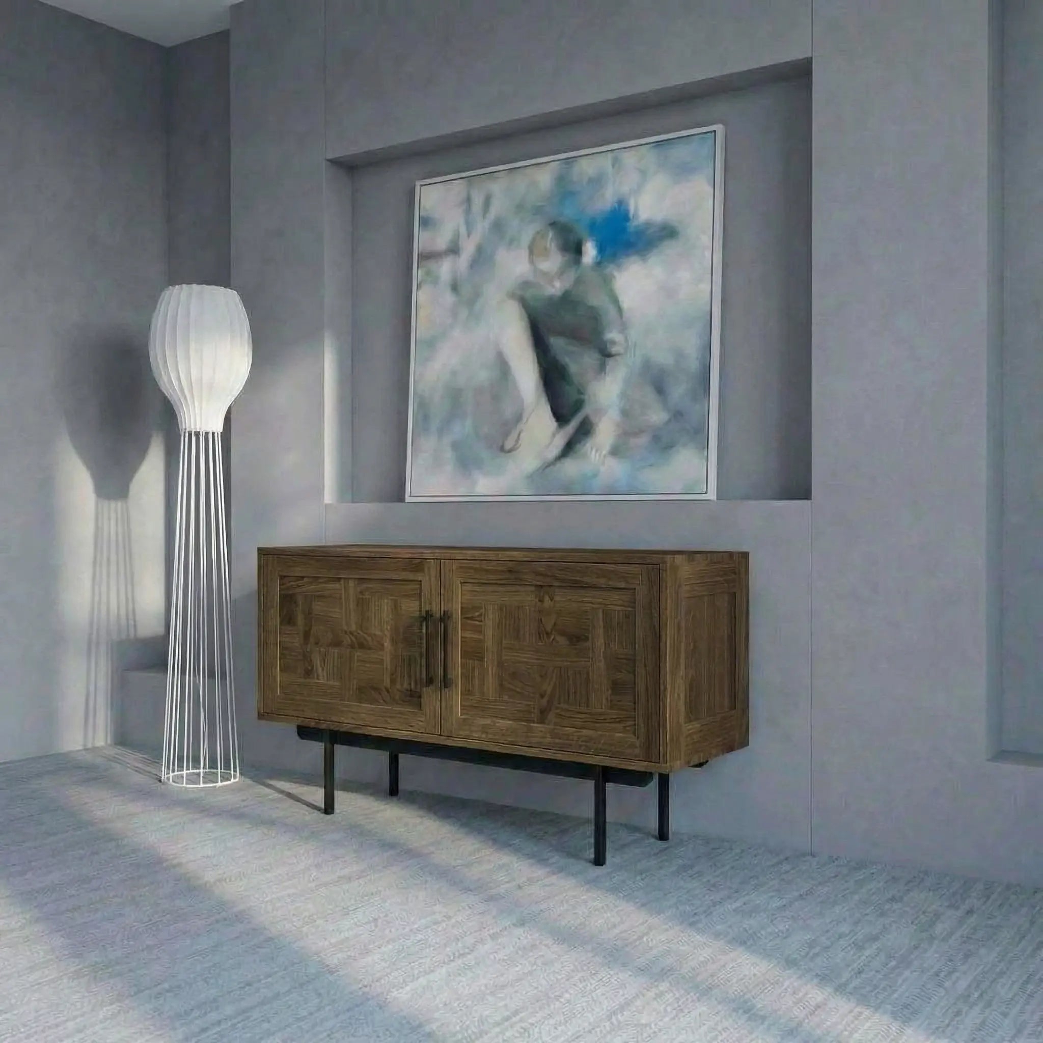 Veneto Italia Sideboards Biwa Short Sideboard with Patterned Doors