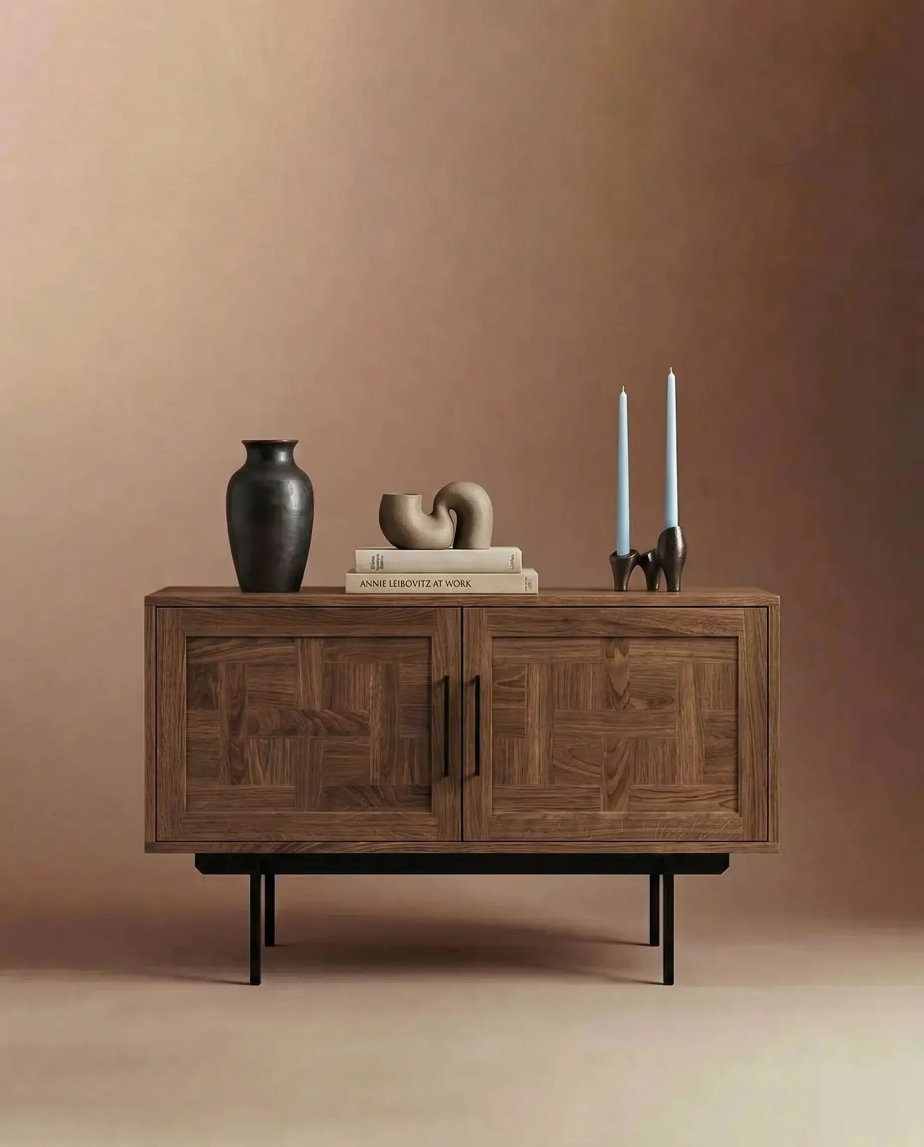 Veneto Italia Sideboards Biwa Short Sideboard with Patterned Doors