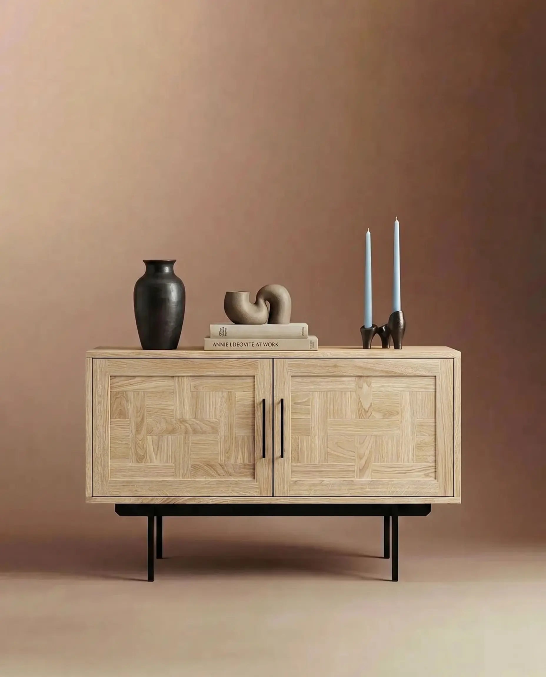 Veneto Italia Sideboards Biwa Short Sideboard with Patterned Doors