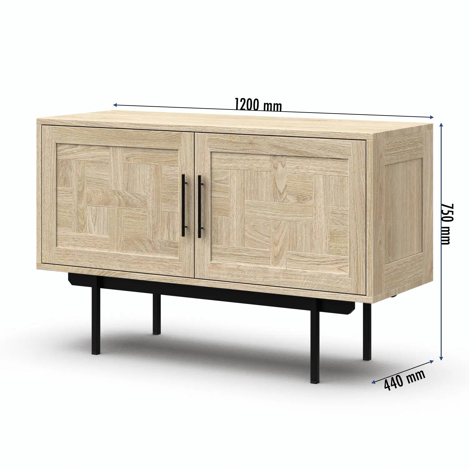 Veneto Italia Sideboards Biwa Short Sideboard with Patterned Doors