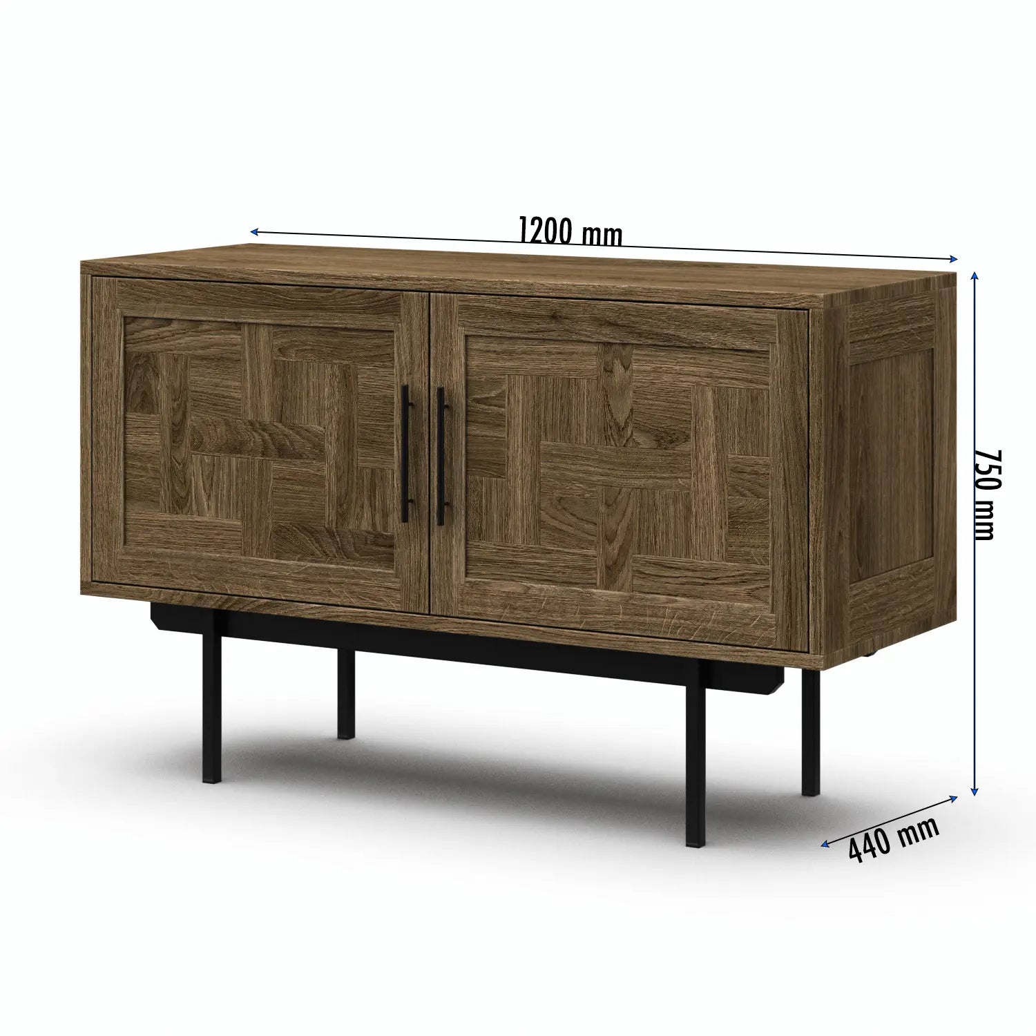 Veneto Italia Sideboards Biwa Short Sideboard with Patterned Doors
