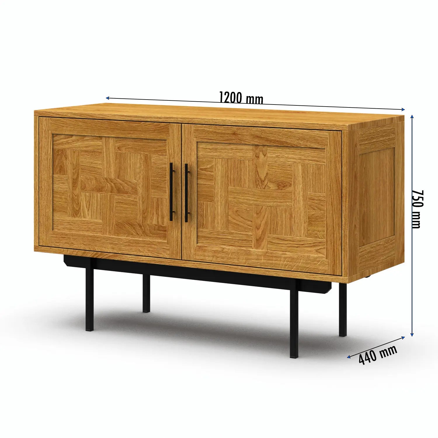 Veneto Italia Sideboards Biwa Short Sideboard with Patterned Doors