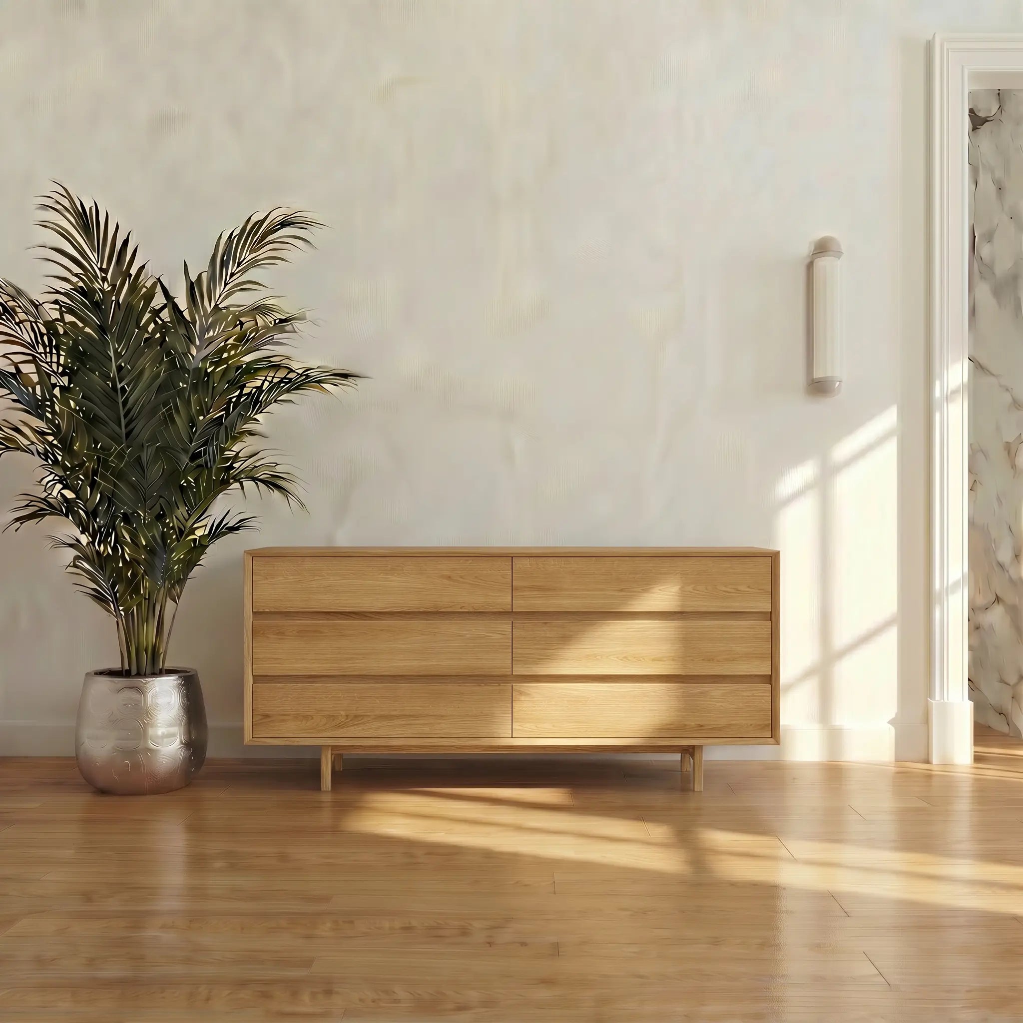 Veneto Italia Sideboards Discover Kodama Chest of Drawers – Natural Oak Storage Cabinet with Spacious Drawers