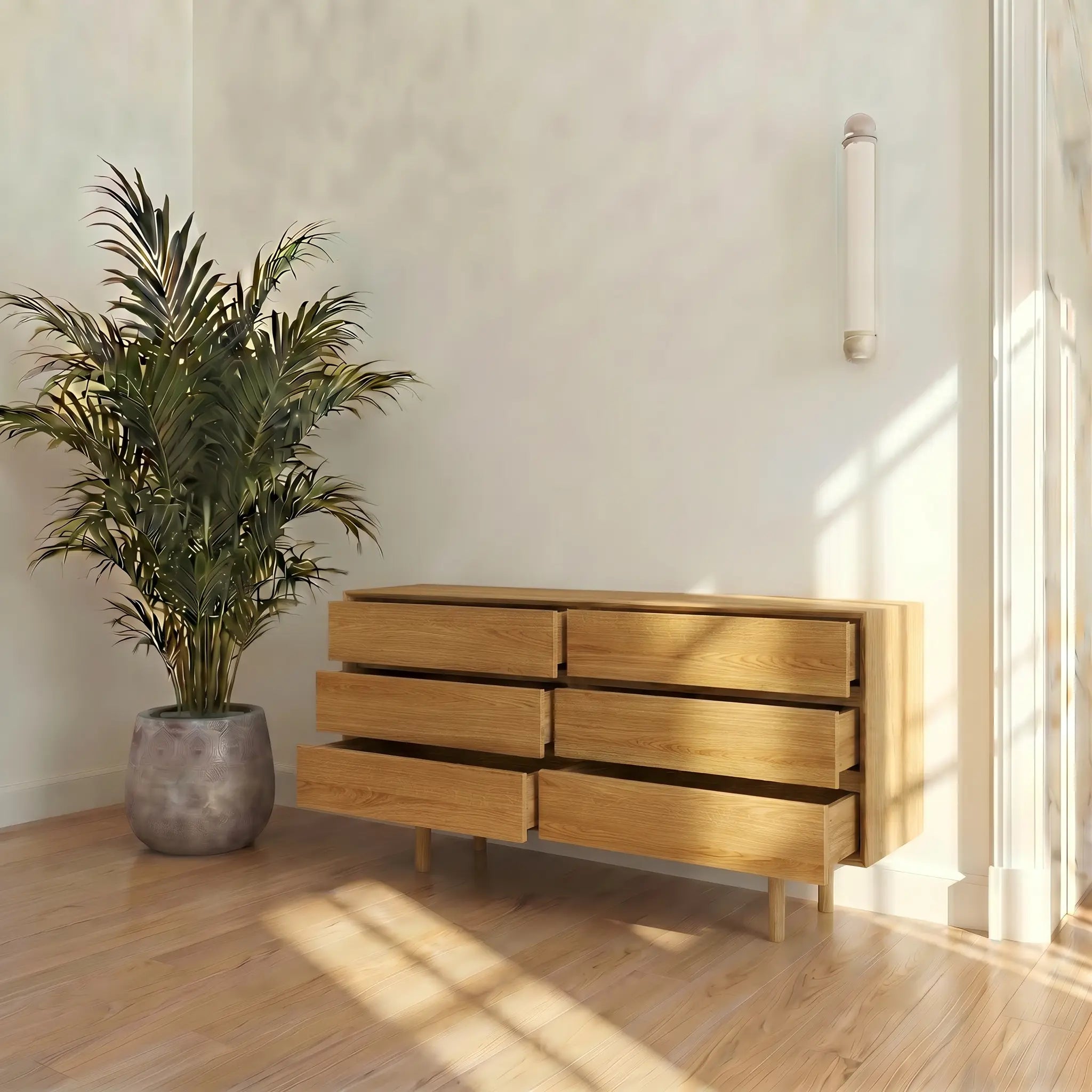 Veneto Italia Sideboards Discover Kodama Chest of Drawers – Natural Oak Storage Cabinet with Spacious Drawers