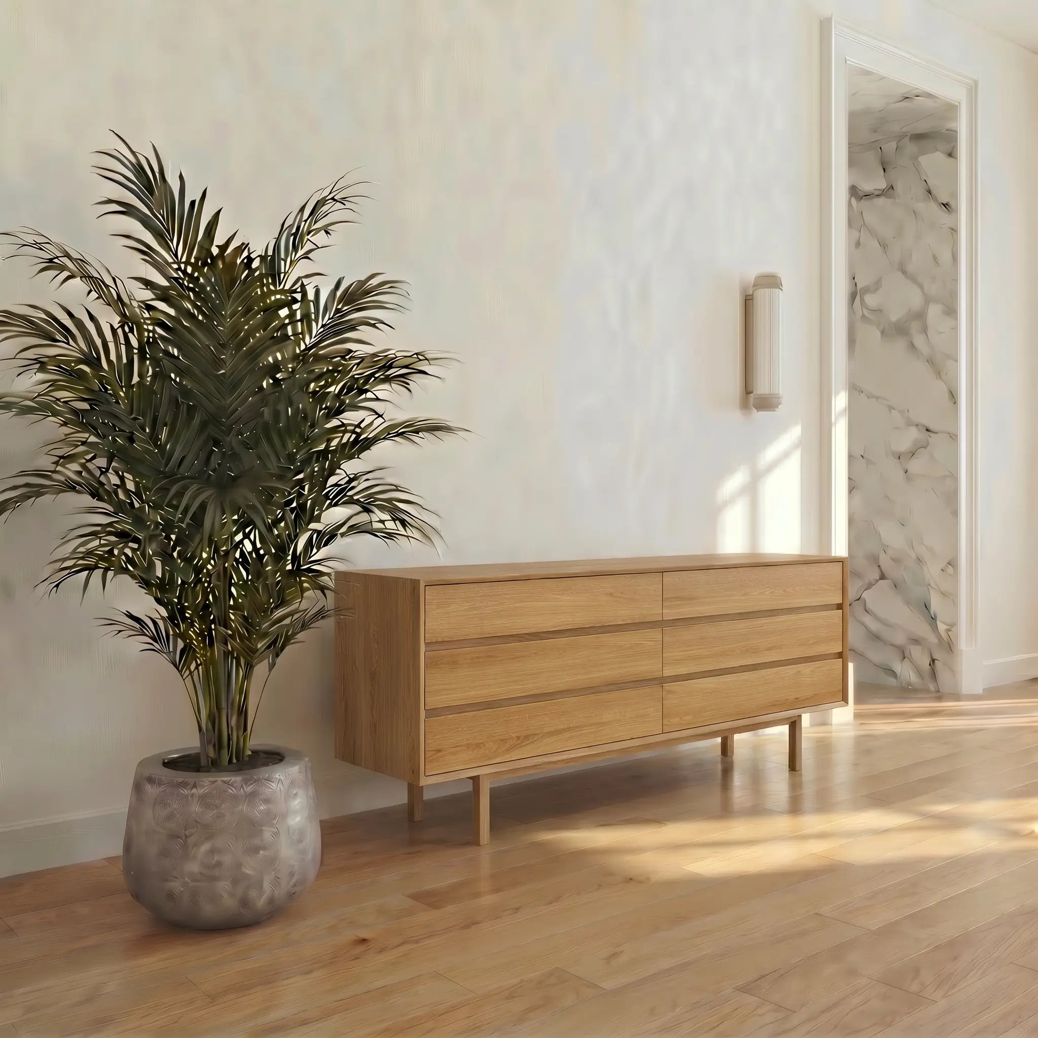 Veneto Italia Sideboards Discover Kodama Chest of Drawers – Natural Oak Storage Cabinet with Spacious Drawers