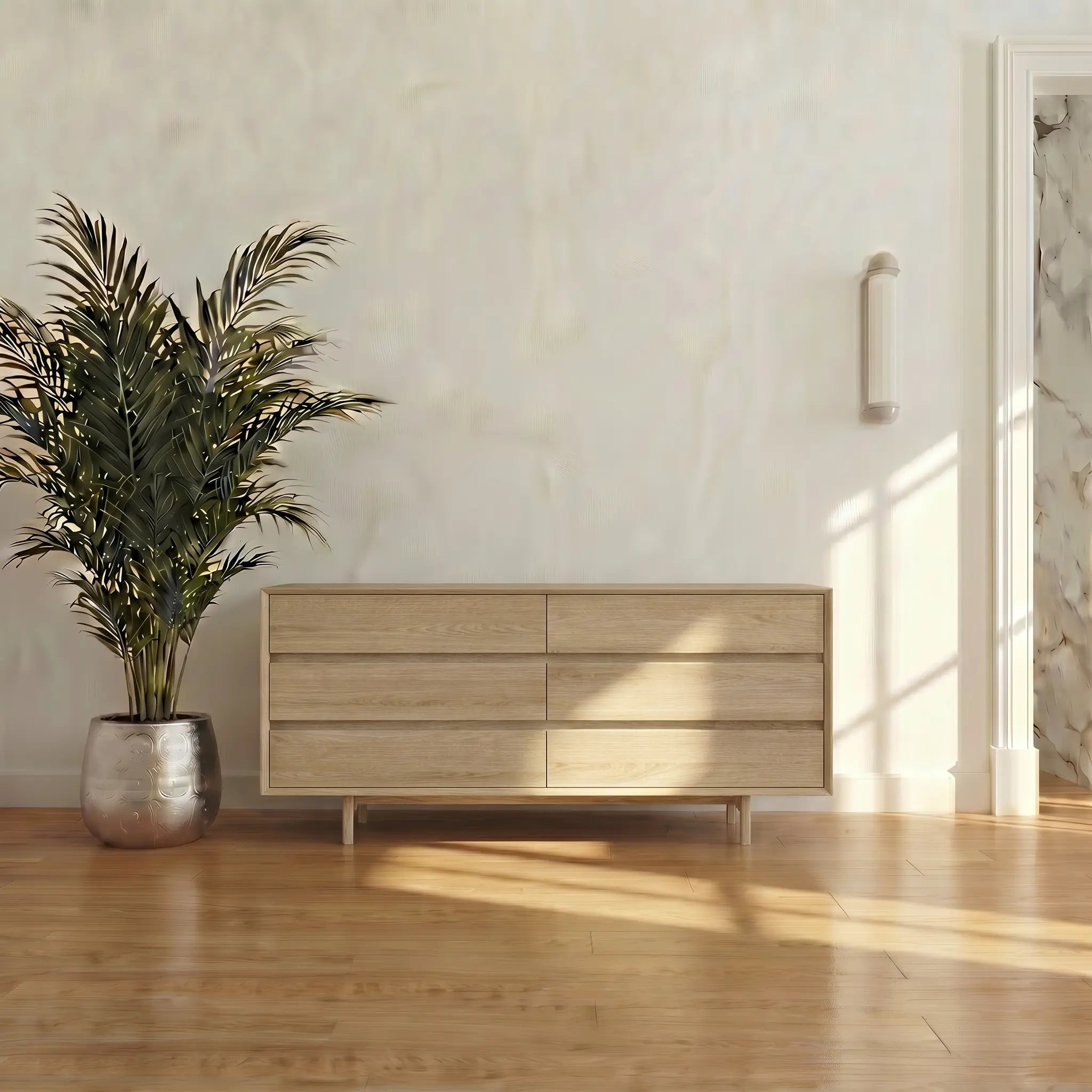 Veneto Italia Sideboards Discover Kodama Chest of Drawers – Natural Oak Storage Cabinet with Spacious Drawers