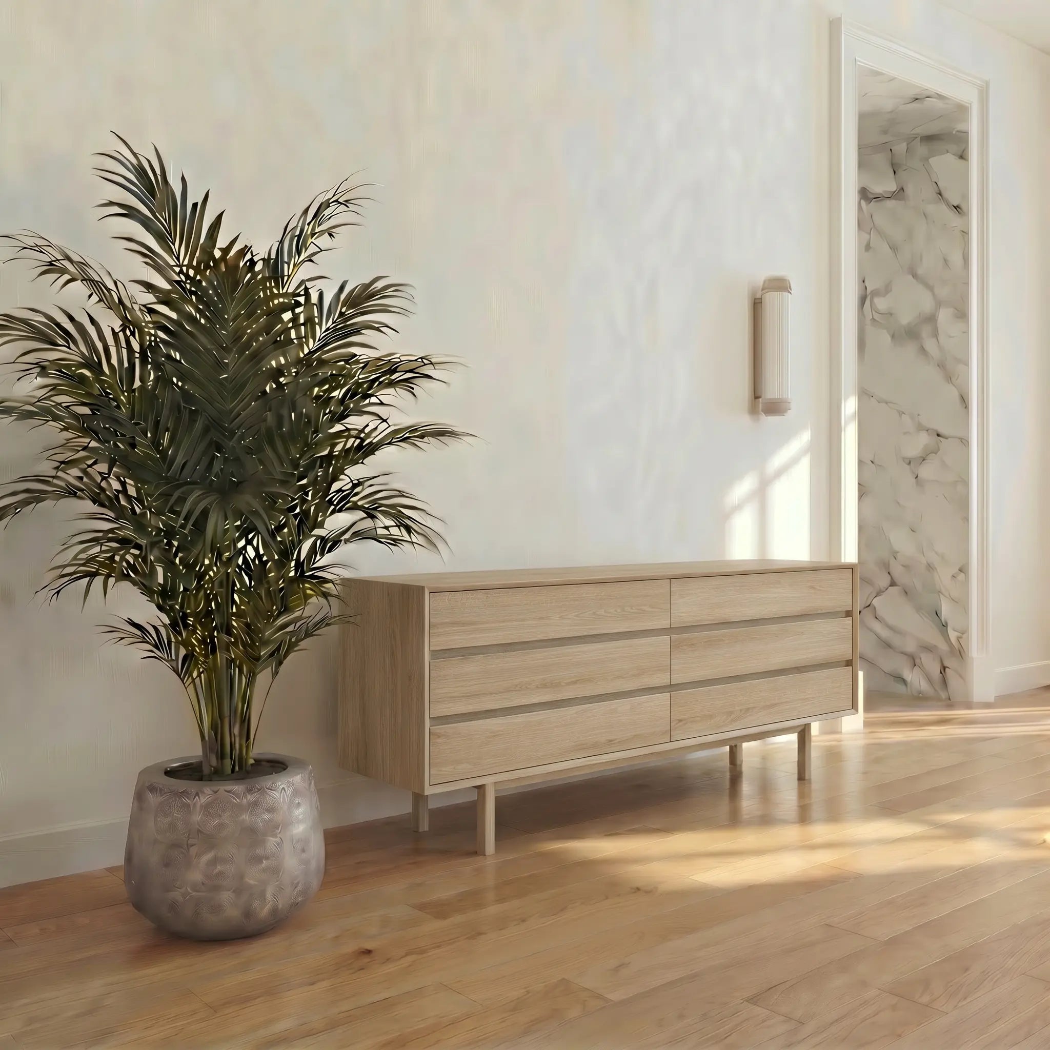Veneto Italia Sideboards Discover Kodama Chest of Drawers – Natural Oak Storage Cabinet with Spacious Drawers