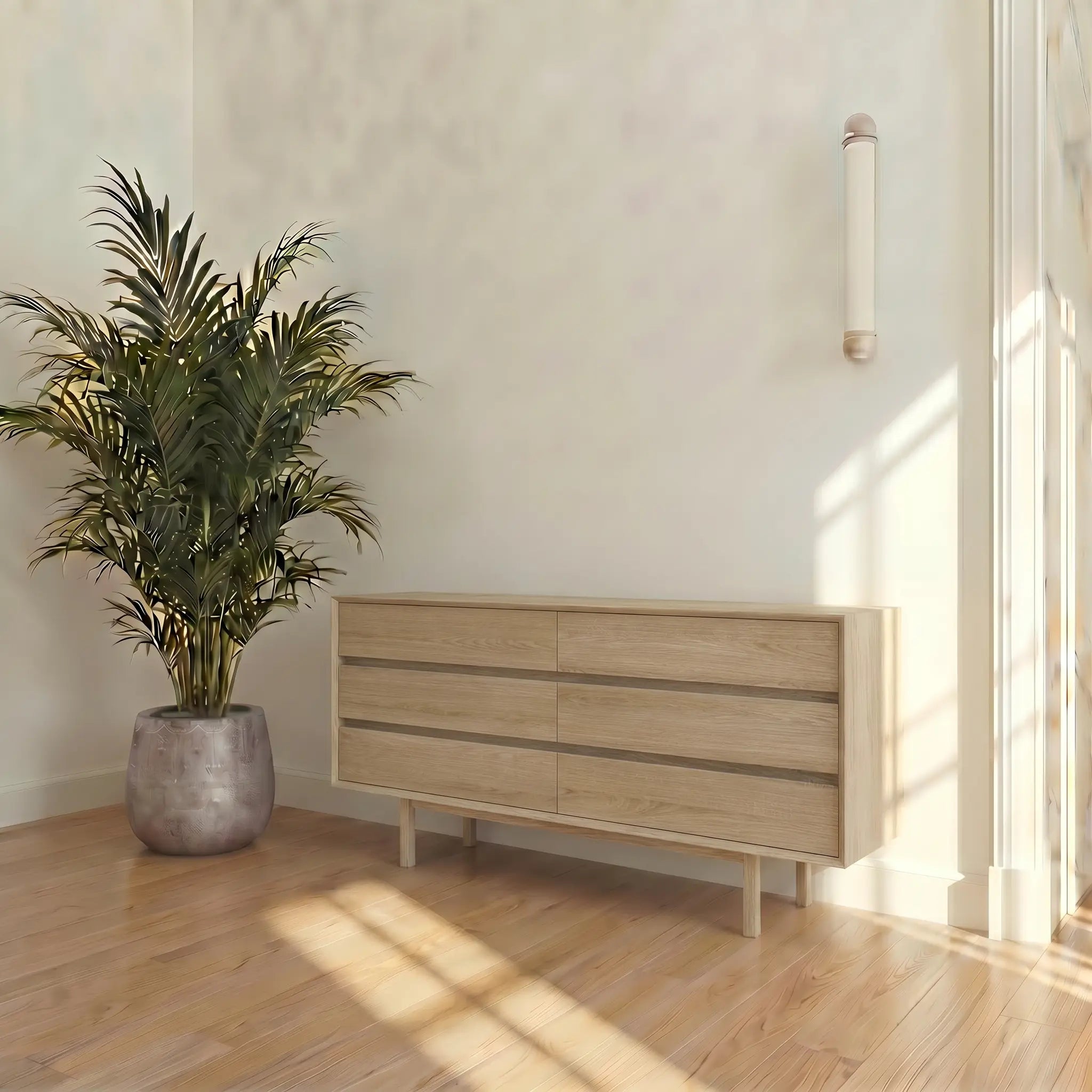Veneto Italia Sideboards Discover Kodama Chest of Drawers – Natural Oak Storage Cabinet with Spacious Drawers