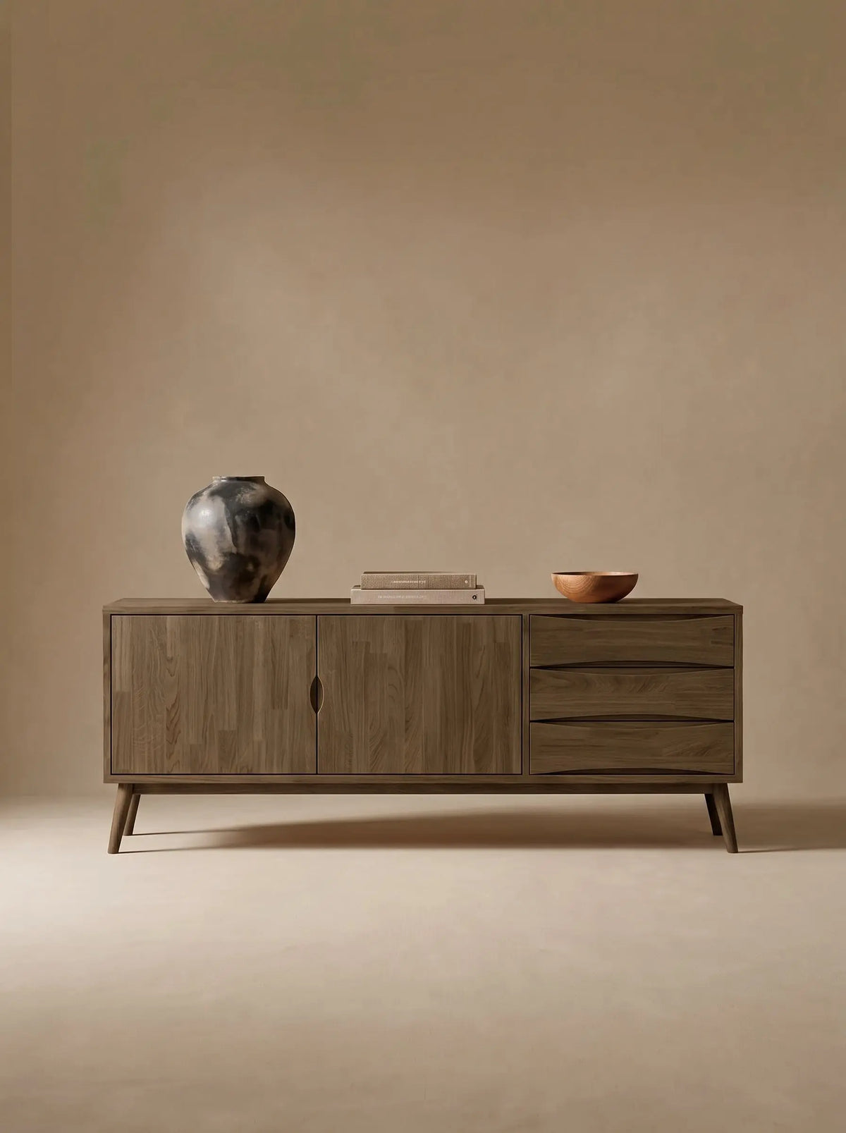 Veneto Italia Sideboards Erie Minimalist Long Natural Oak Sideboard