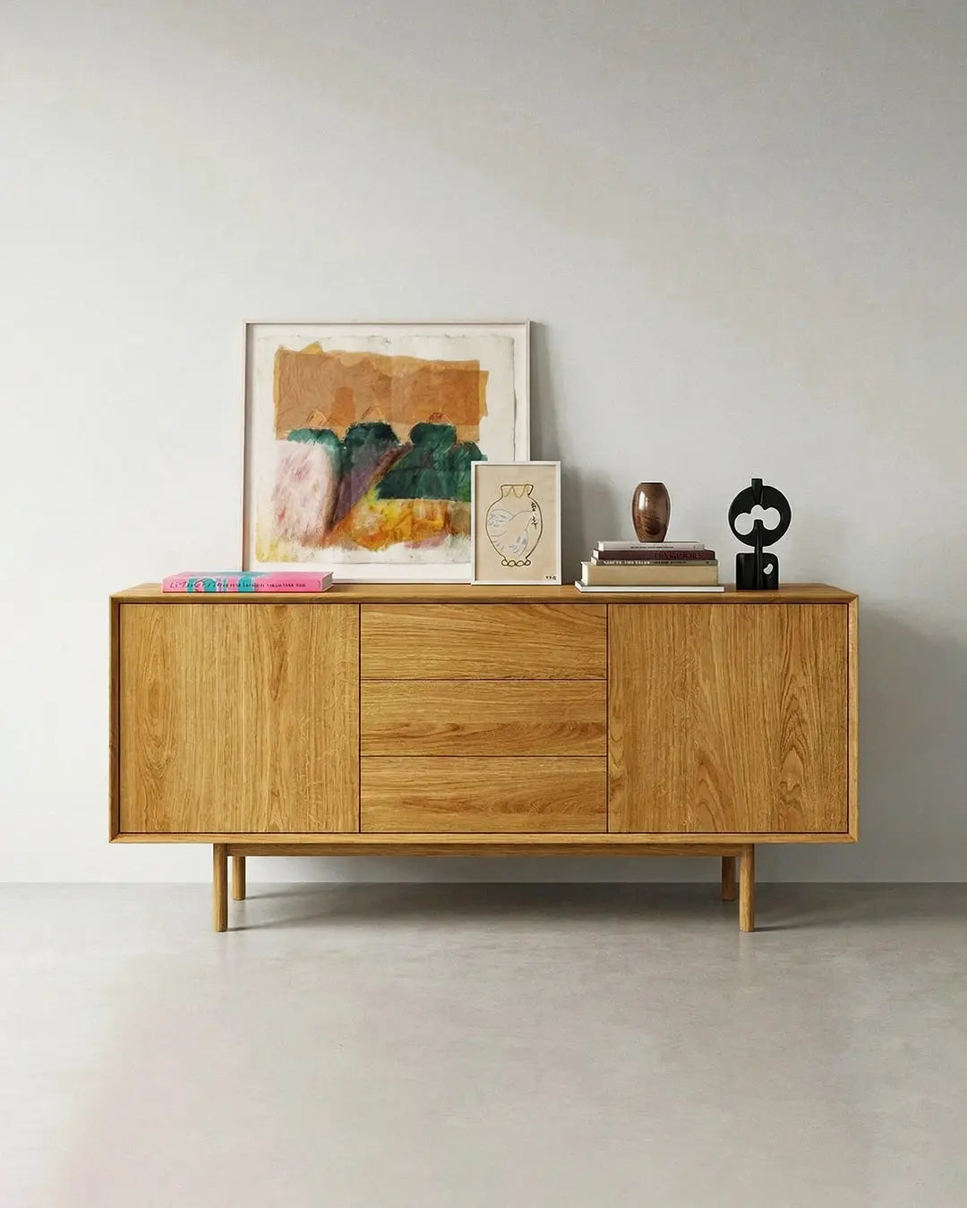 Veneto Italia Sideboards Kodama Oak Sideboard with Two Doors Three Drawers
