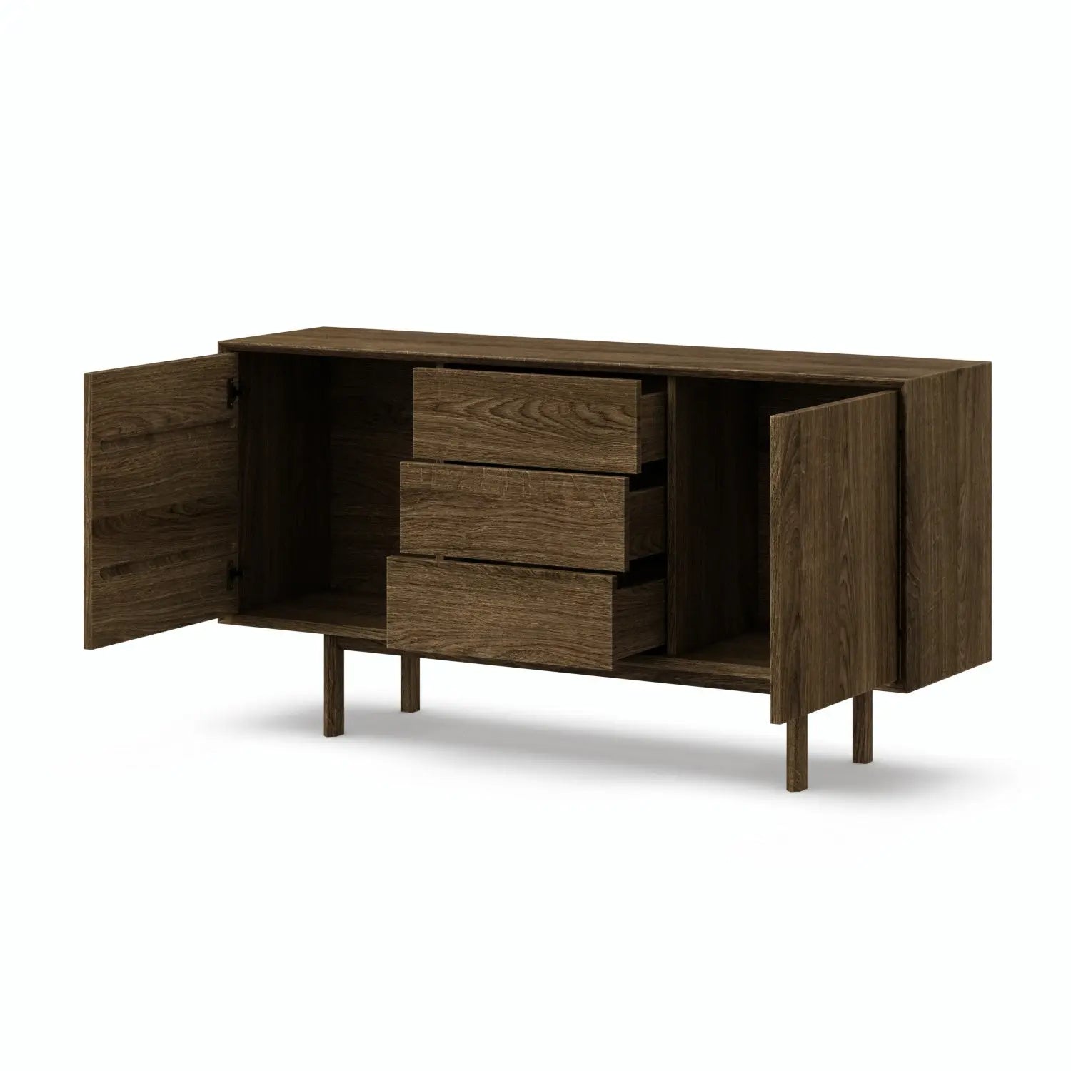 Veneto Italia Sideboards Kodama Oak Sideboard with Two Doors Three Drawers