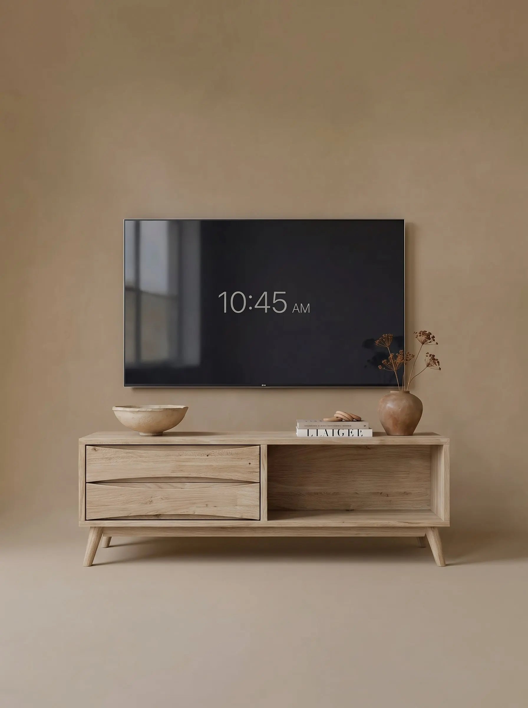 Veneto Italia TV Stands Erie Minimalist Natural Oak TV Stand