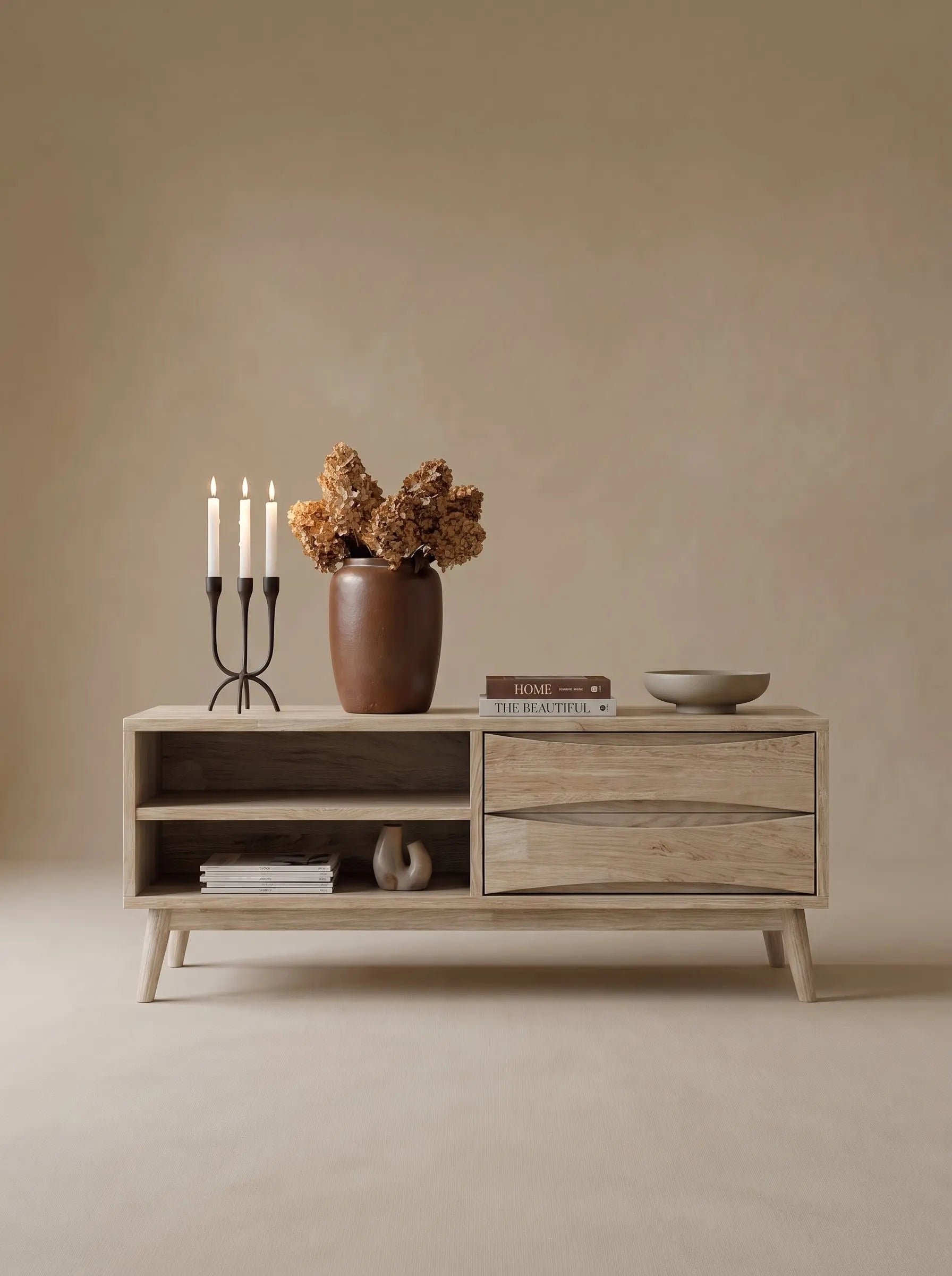 Veneto Italia TV Stands Erie Minimalist Small Oak Coffee Unit