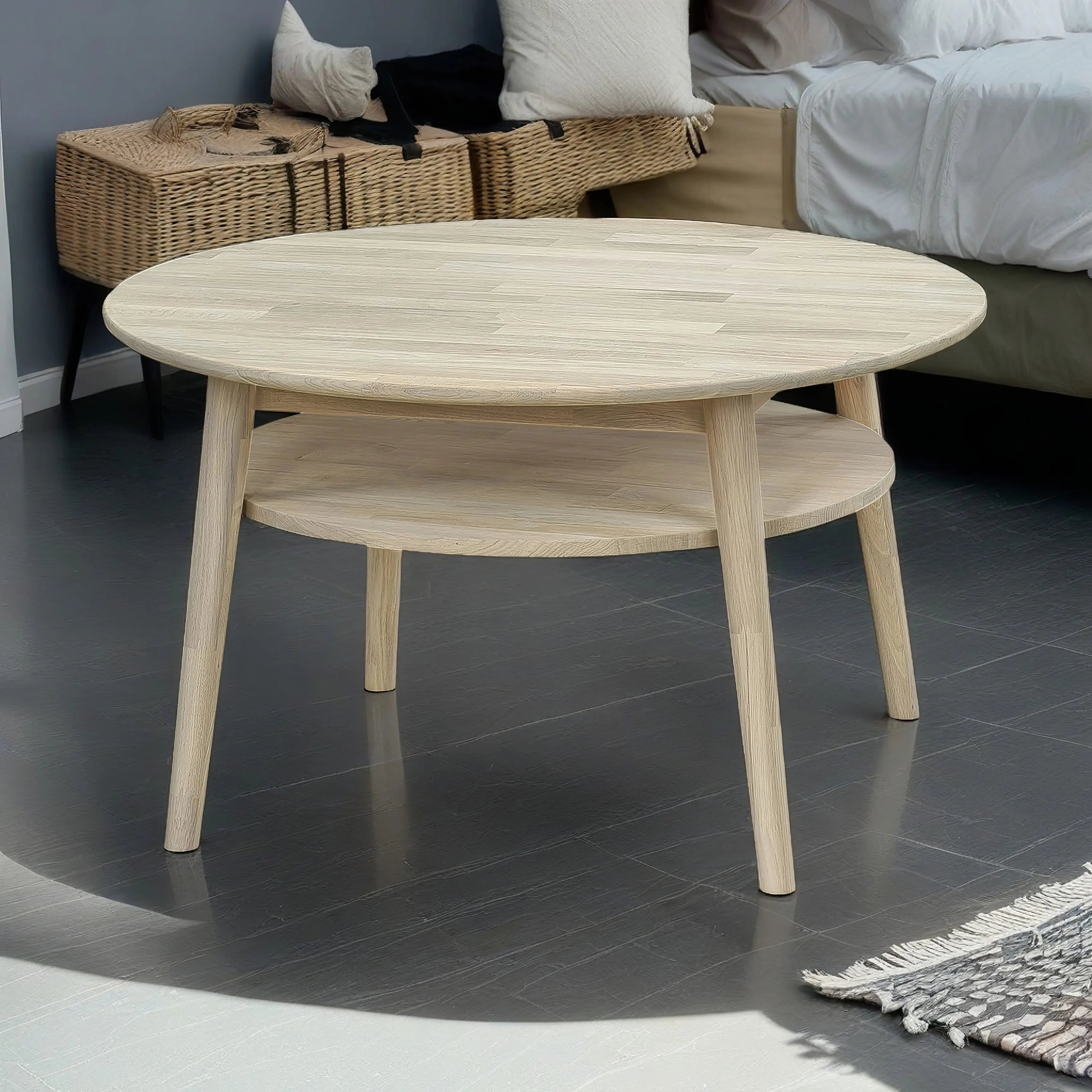 Veneto Italia Tables Erie Round Coffee Table with Shelf