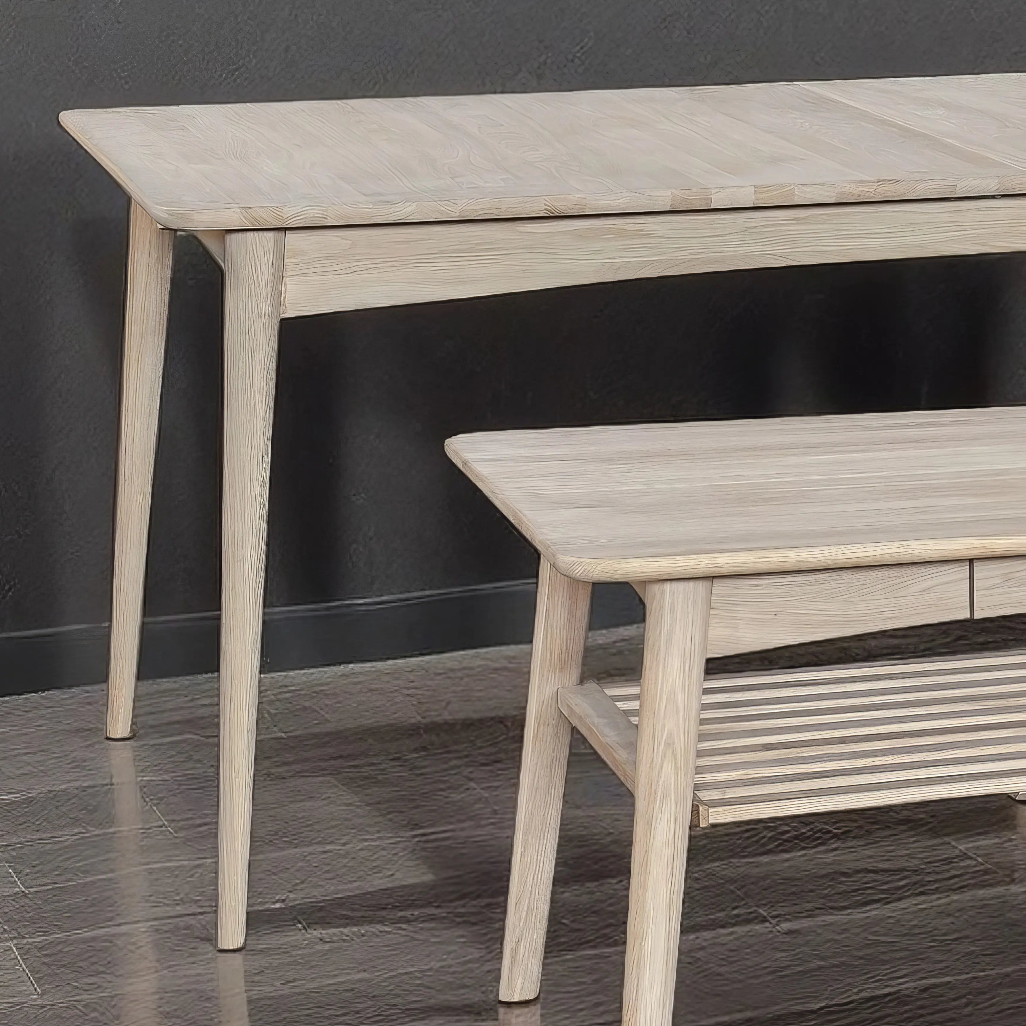 Veneto Italia Tables Kiruna Dining Table with Middle Extension & Coffee Table with Drawer