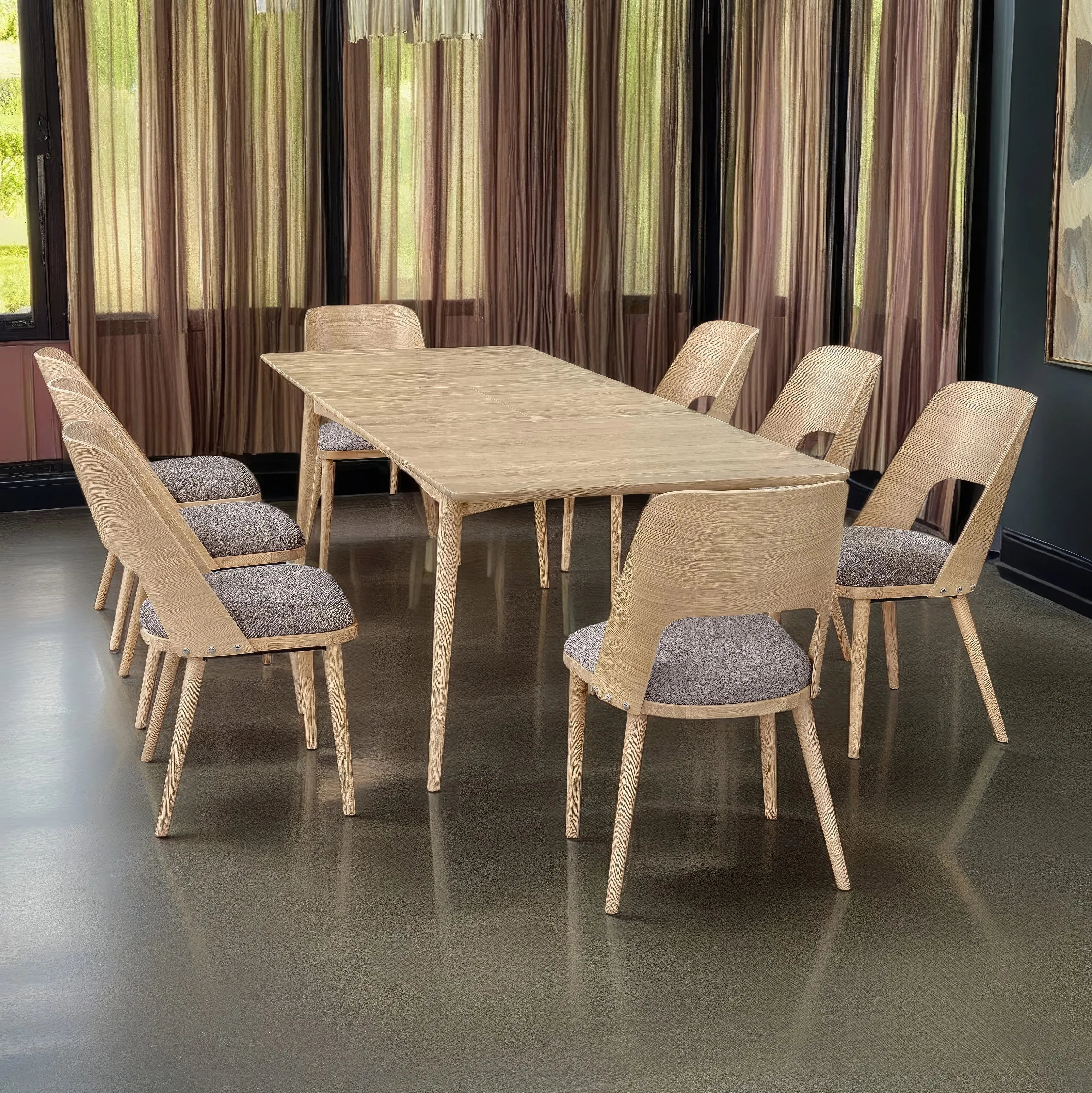 Veneto Italia Tables Kiruna Dining table with Middle Extension & 8 Chairs