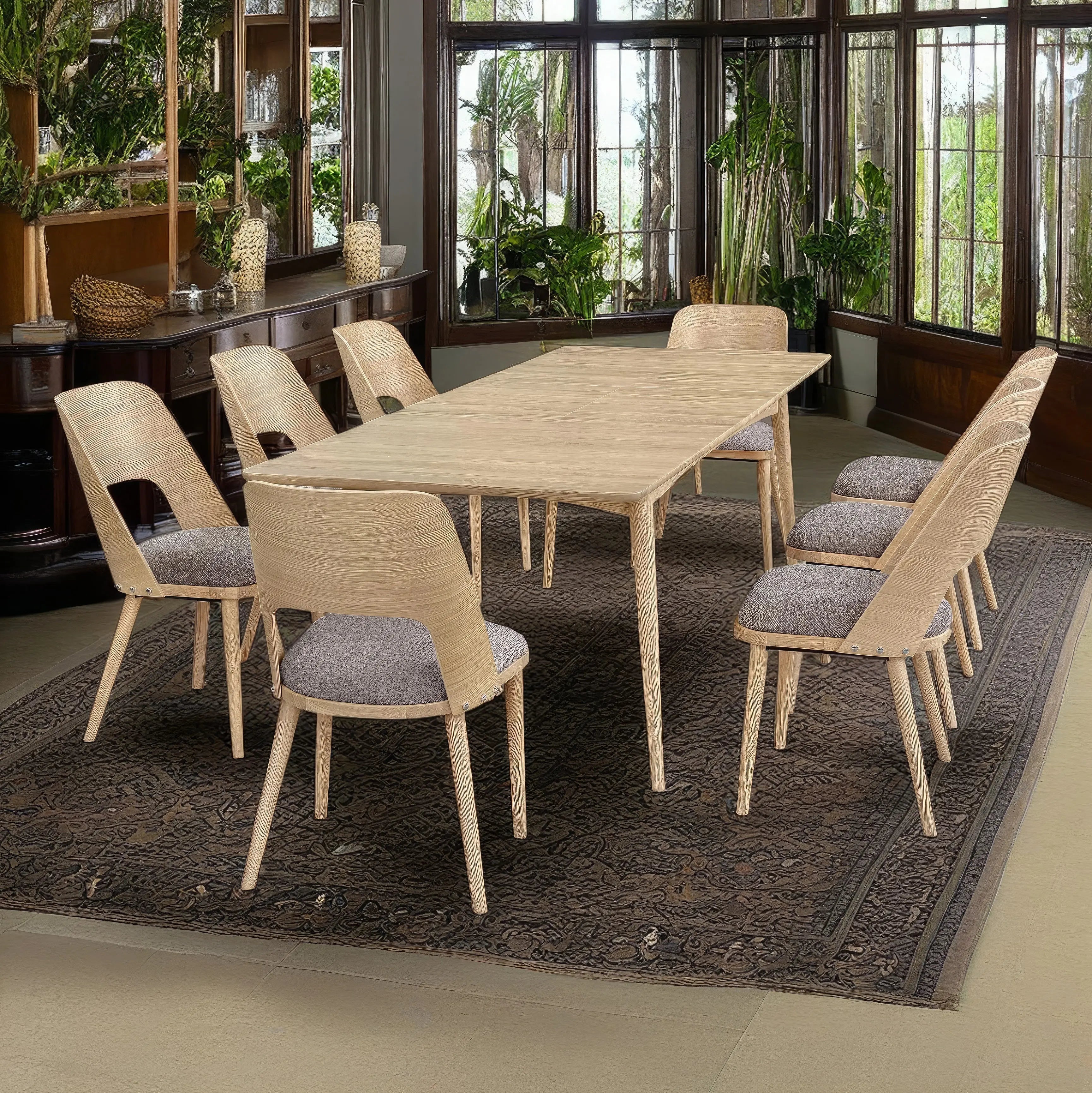 Veneto Italia Tables Kiruna Dining table with Middle Extension & 8 Chairs